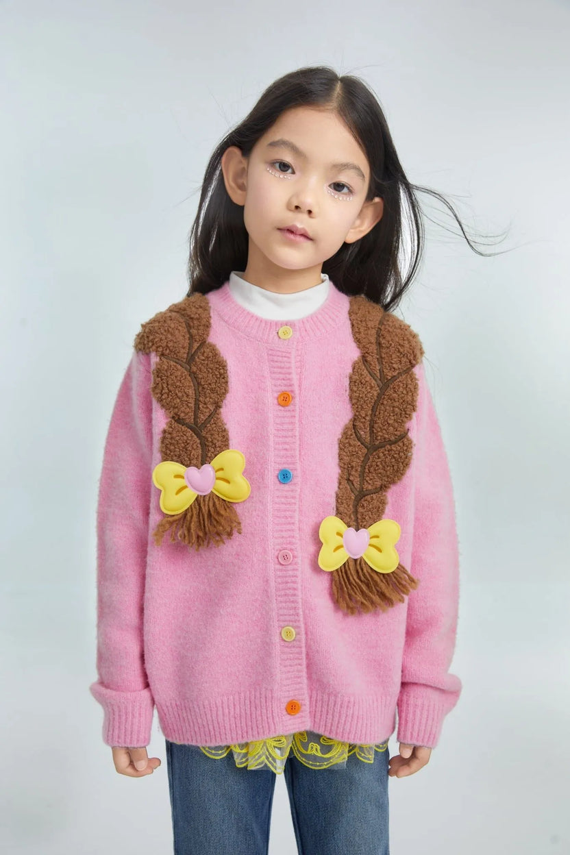Princess Braid Bow Knit Cardigan by Poco Blush, image 4