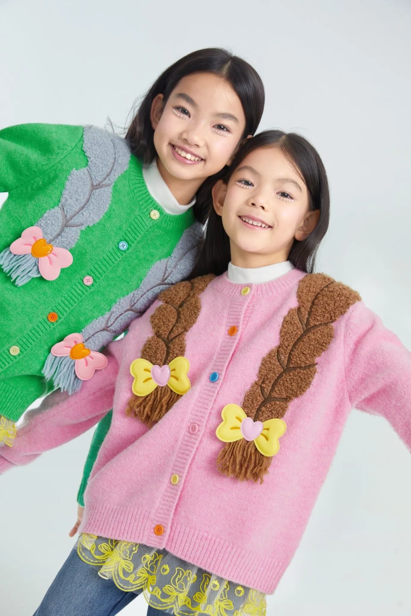 Poco Blush Princess Braid Bow Knit Cardigan