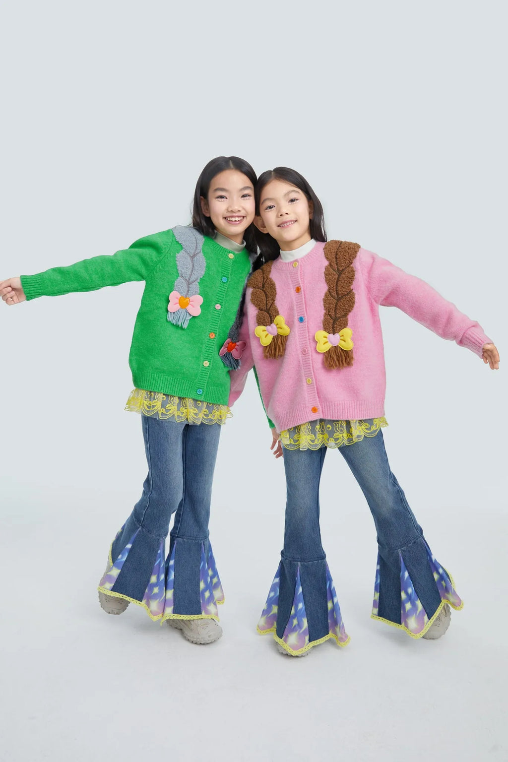 Poco Blush Starry Flare Knit Denim Pants