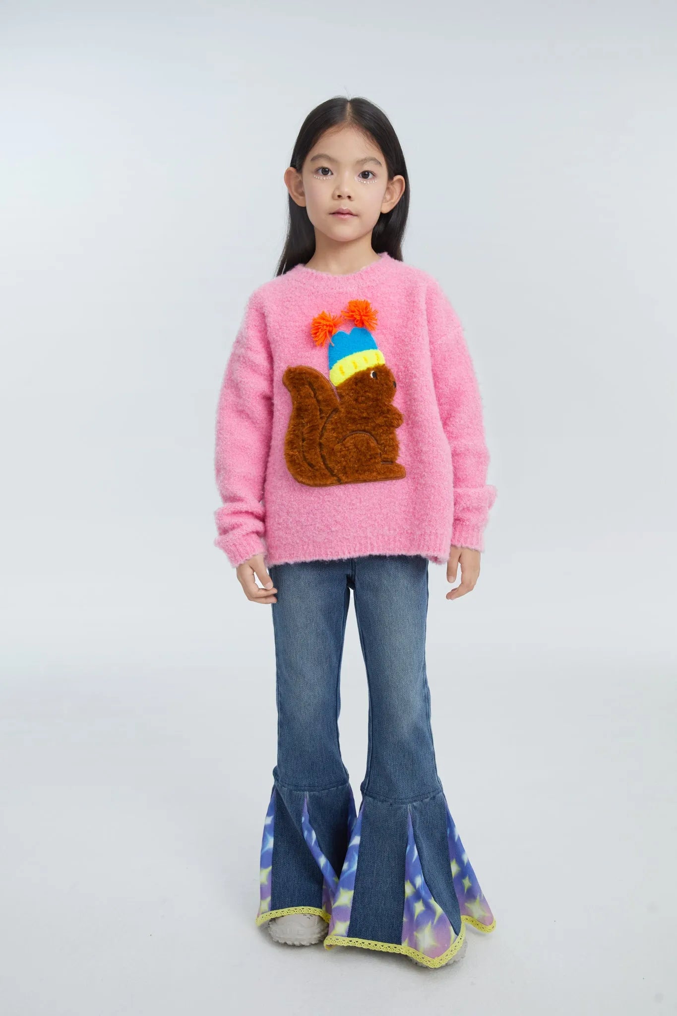 Poco Blush Starry Flare Knit Denim Pants