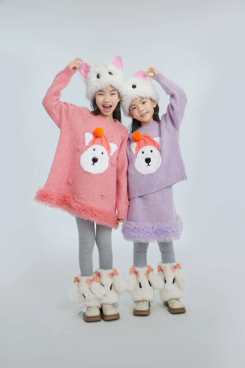 Puppy Embroidered Sweater Dress by Poco Blush, image 7
