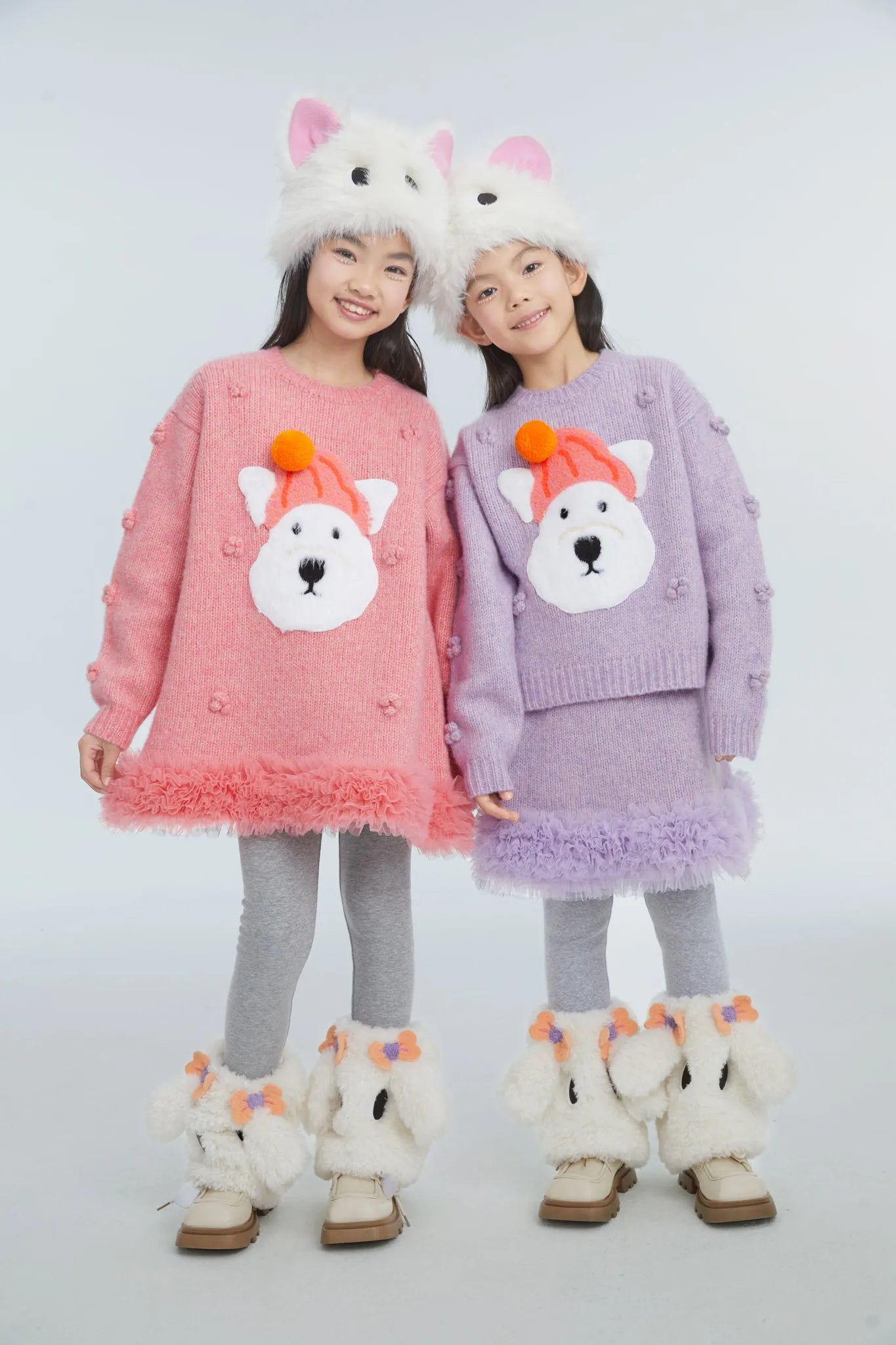 Poco Blush Puppy Embroidered Sweater Dress