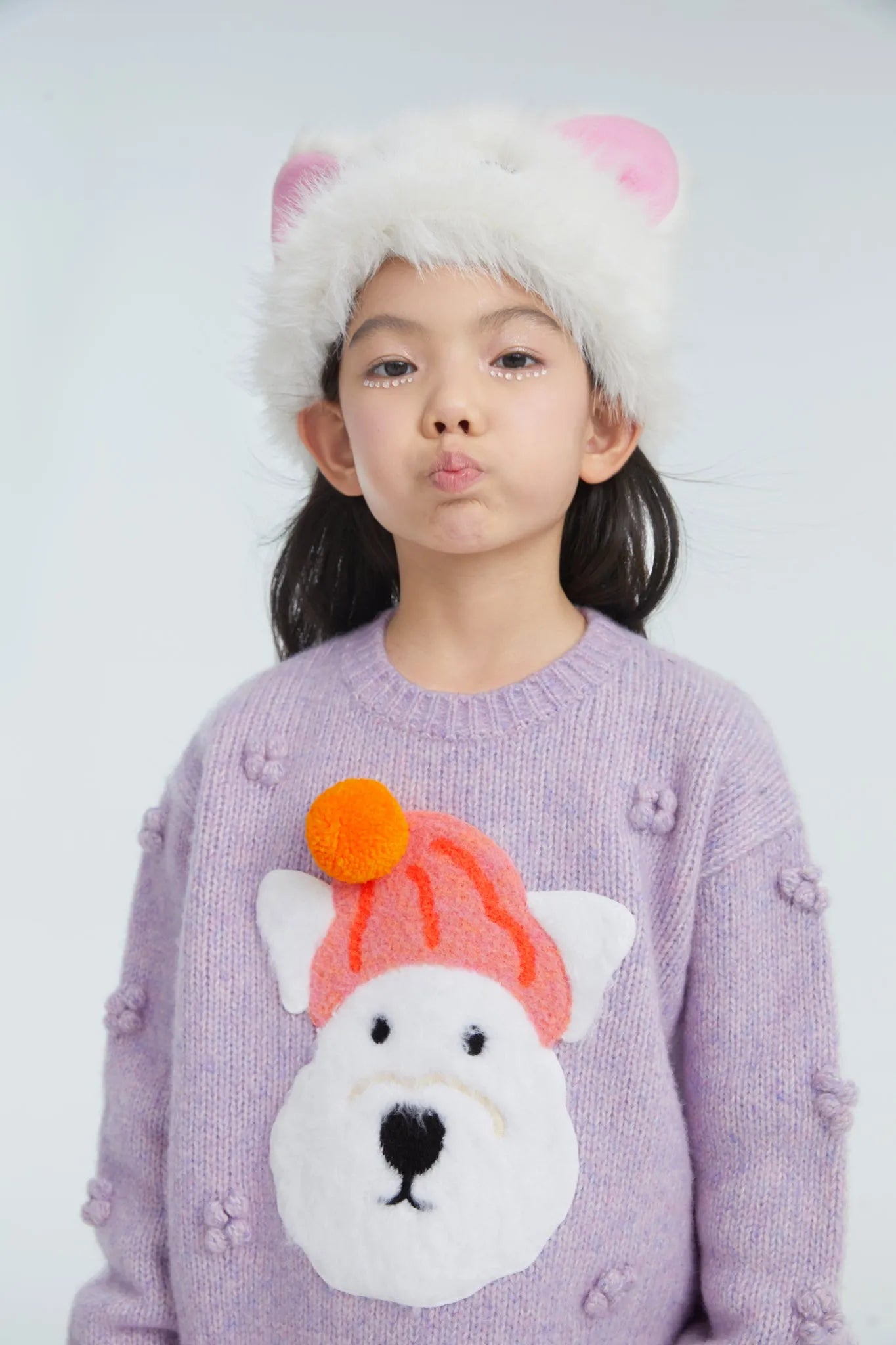 Poco Blush Puppy Knit Tulle Sweater Skirt Set