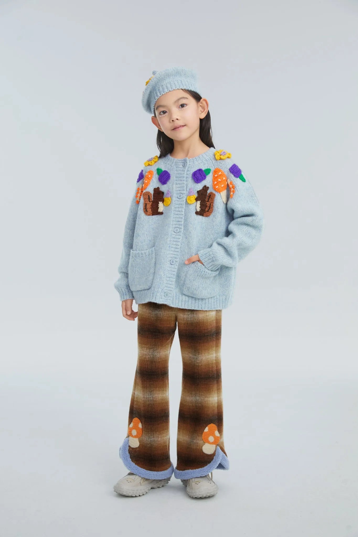 Poco Blush Squirrel Crochet Knit Cardigan