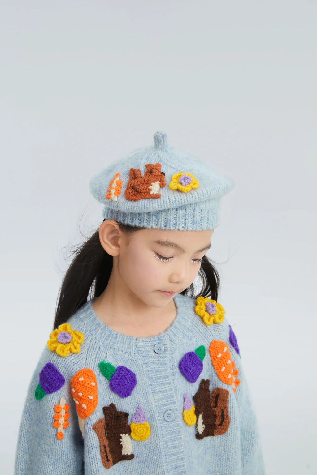 Poco Blush Squirrel Crochet Knit Beret