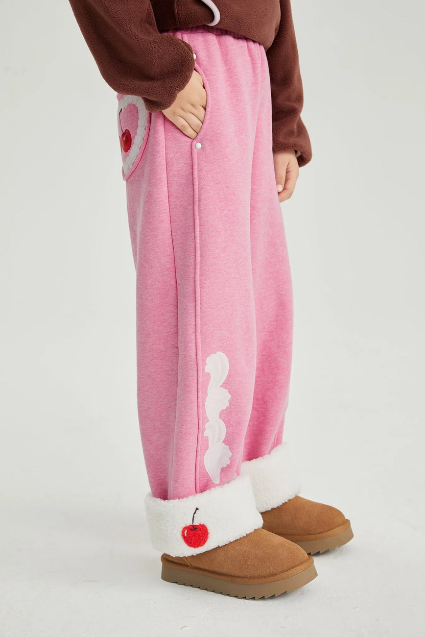Cherry & Cream Fleece Joggers by Poco Blush, image 3