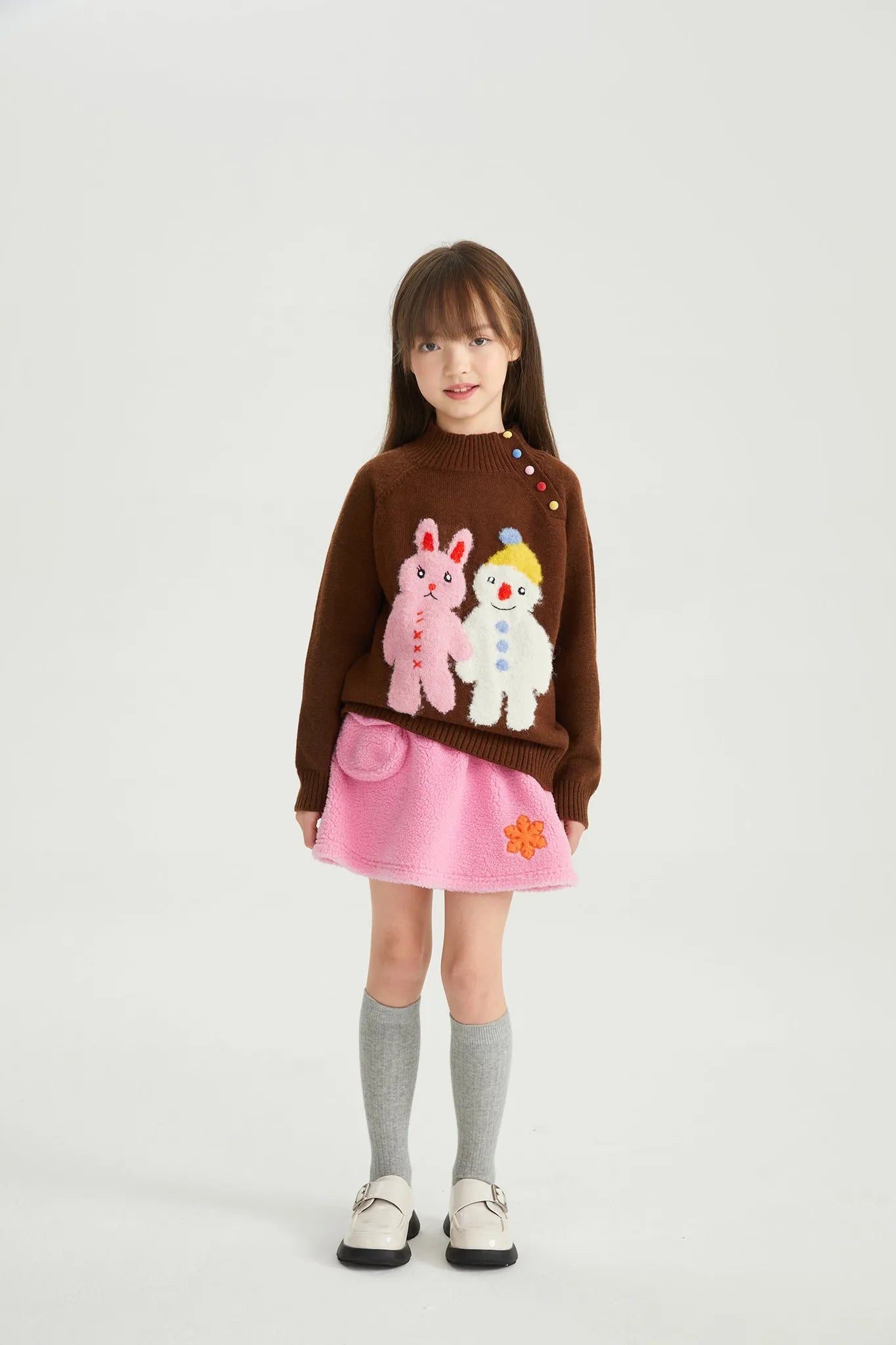 Poco Blush Hand-in-Hand Friends Jacquard Sweater