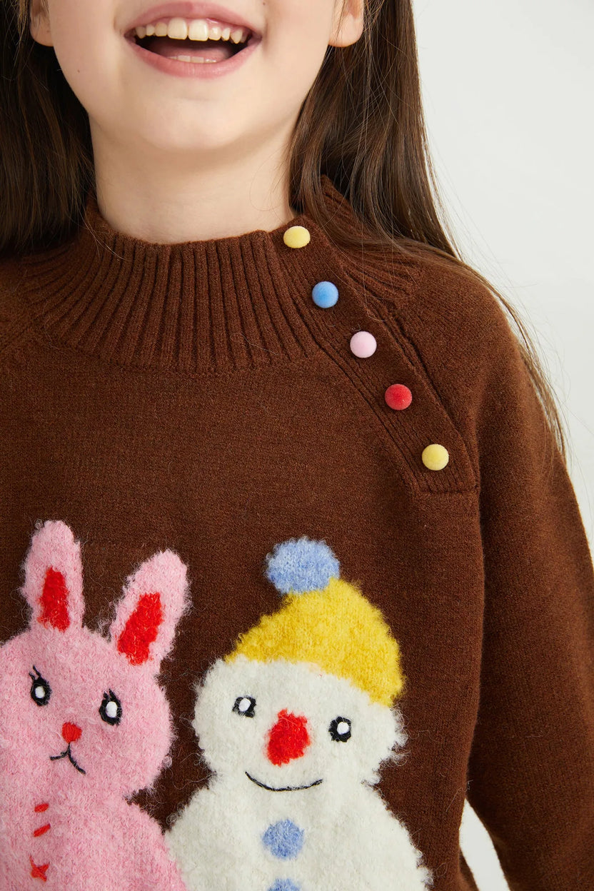 Hand-in-Hand Friends Jacquard Sweater by Poco Blush, image 7