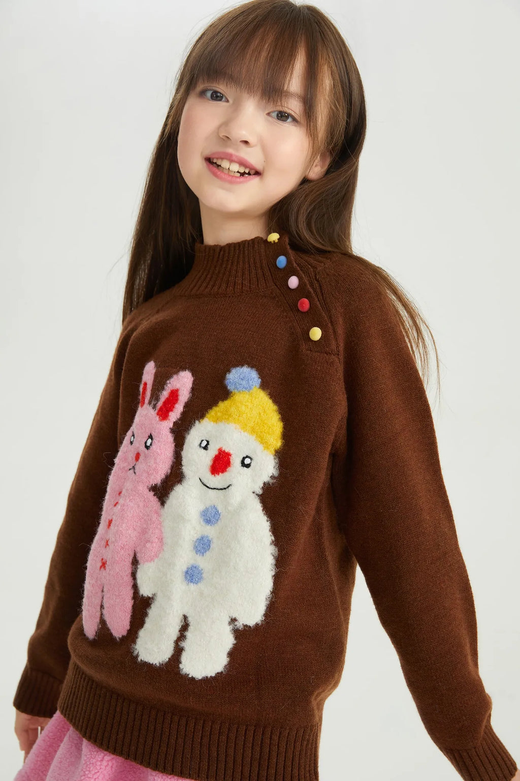 Poco Blush Hand-in-Hand Friends Jacquard Sweater