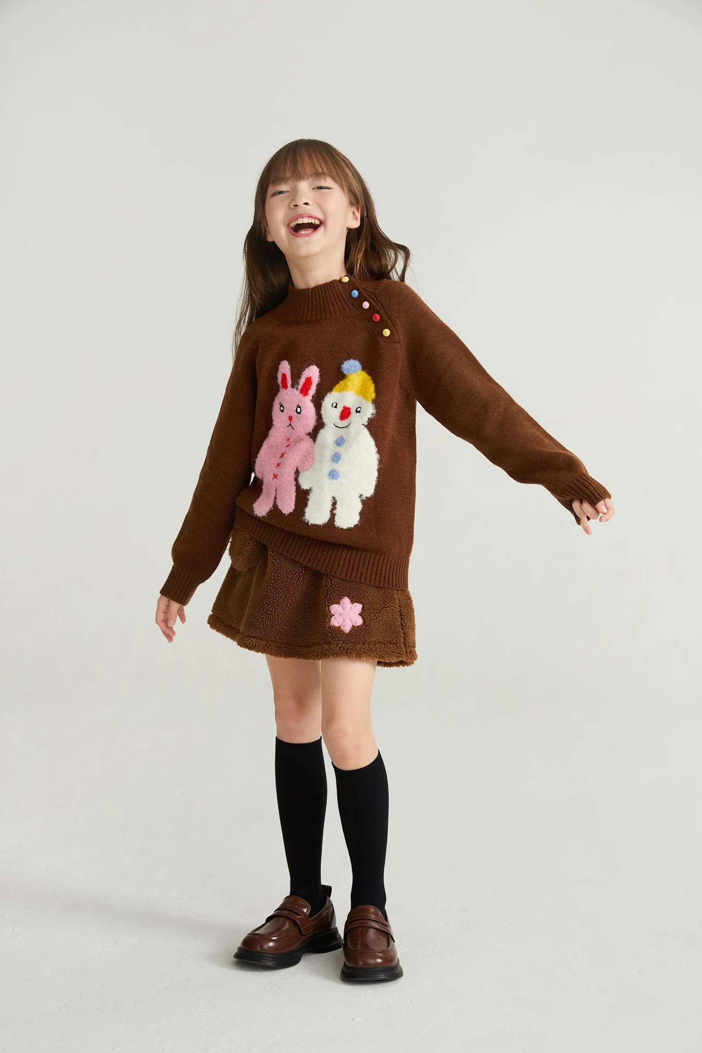 Poco Blush Hand-in-Hand Friends Jacquard Sweater