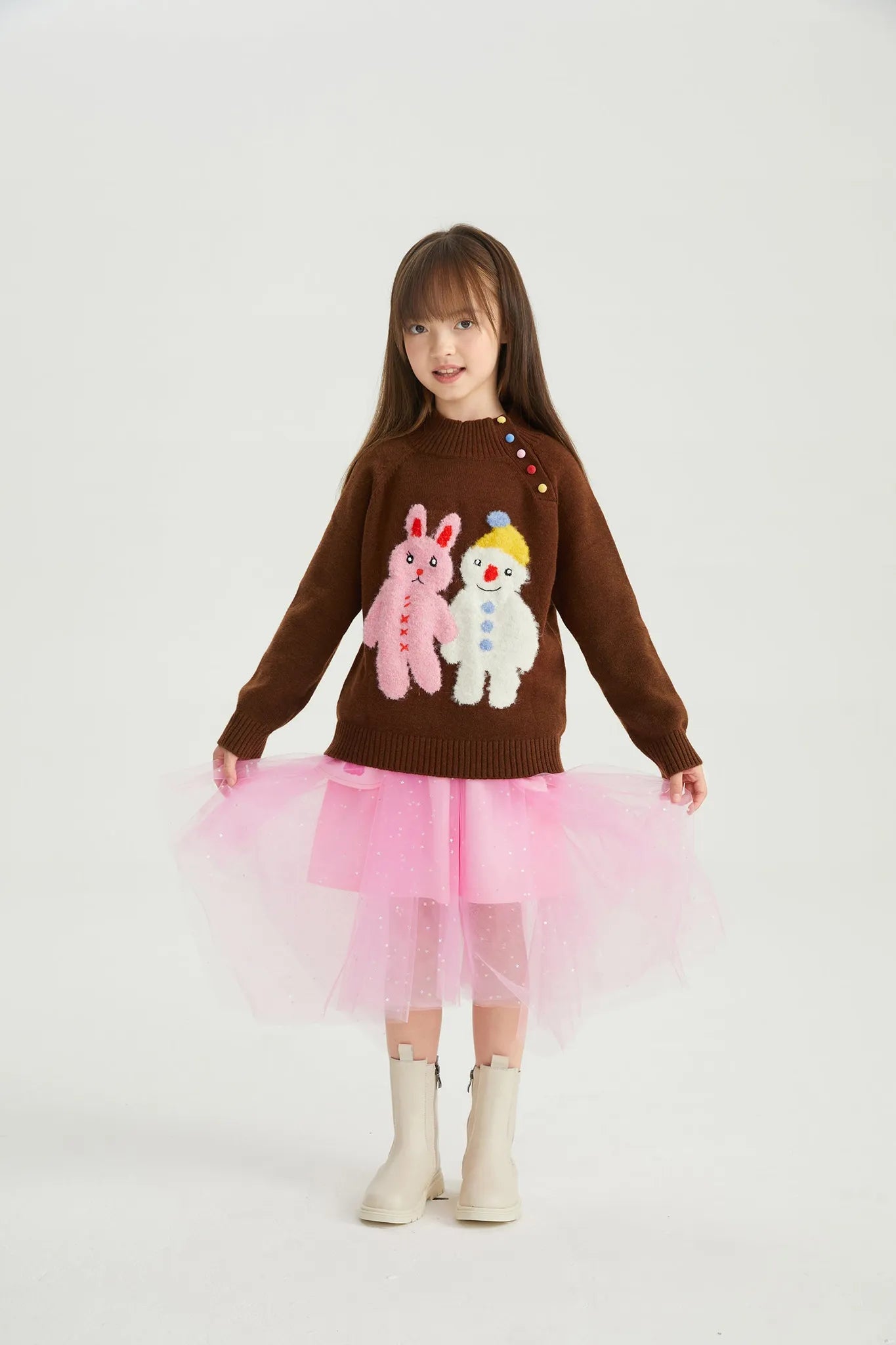 Poco Blush Hand-in-Hand Friends Jacquard Sweater