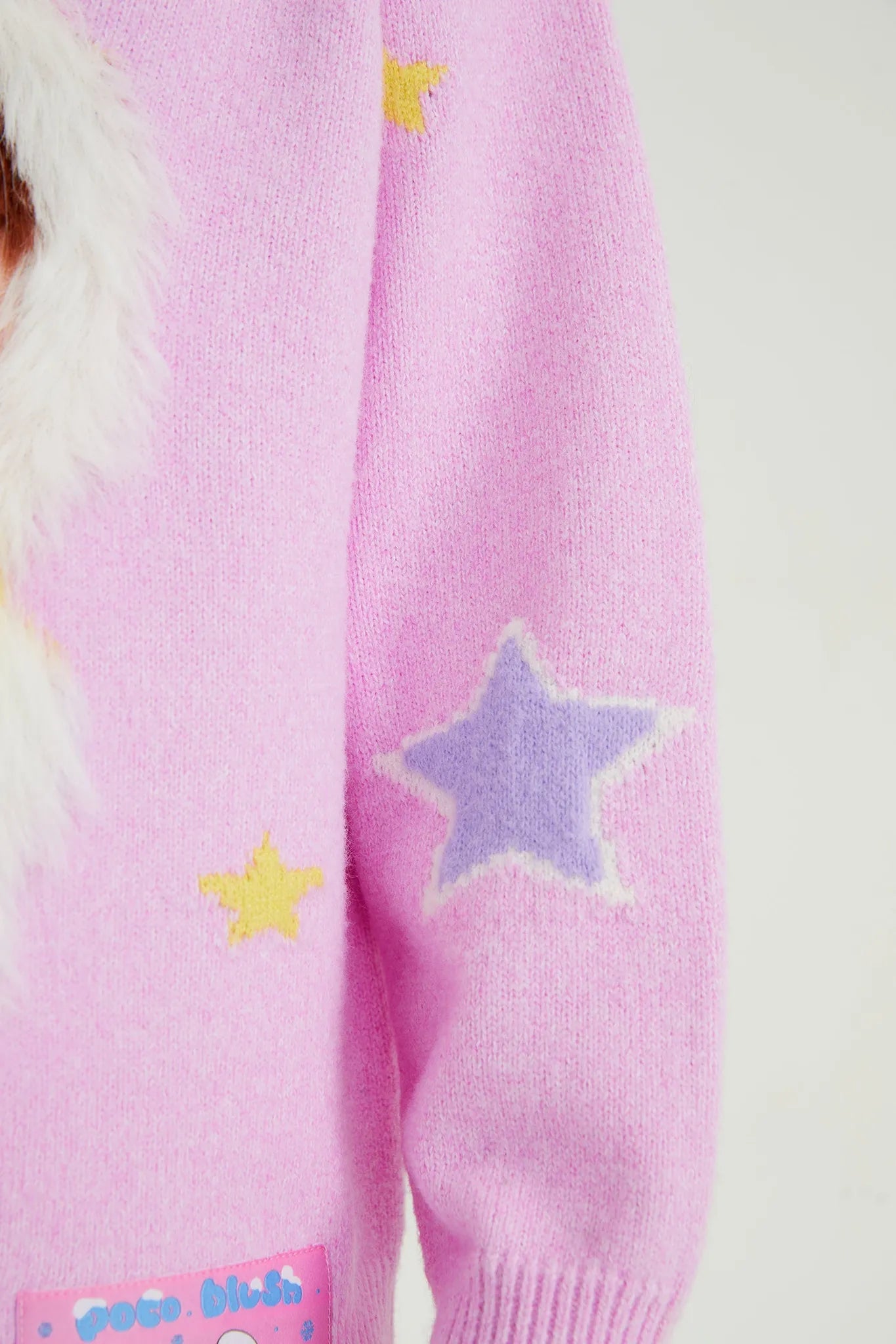 Poco Blush Snowman Wobbler Bouclé Knit Sweater