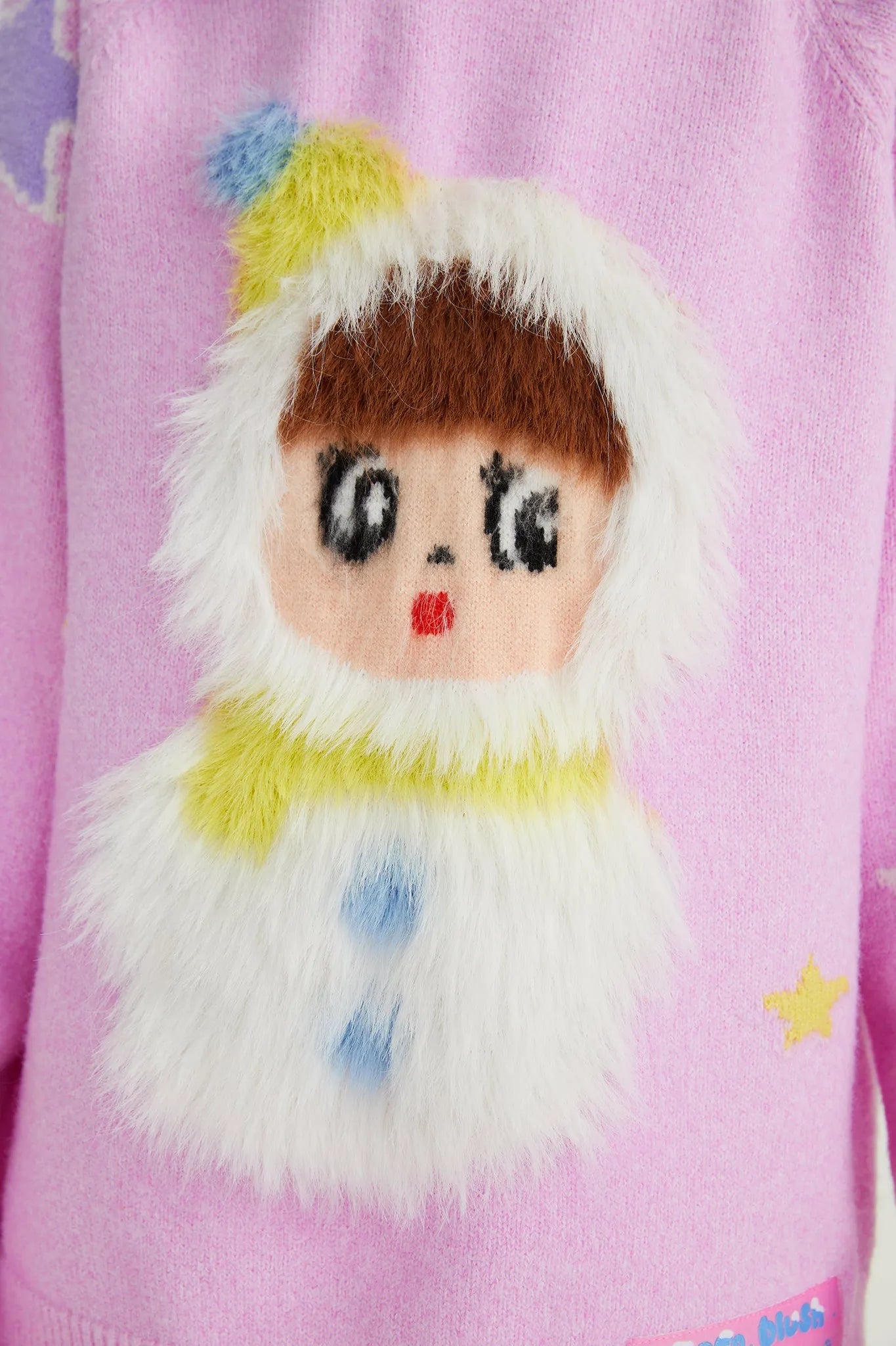 Poco Blush Snowman Wobbler Bouclé Knit Sweater