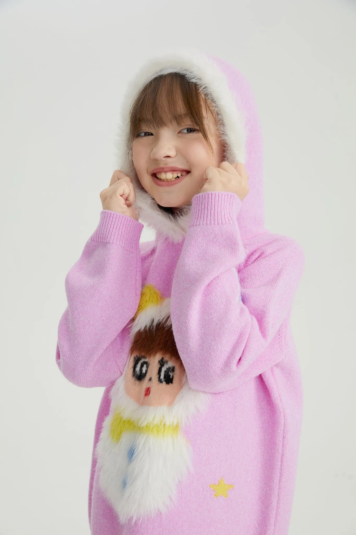 Poco Blush Snowman Wobbler Bouclé Knit Sweater