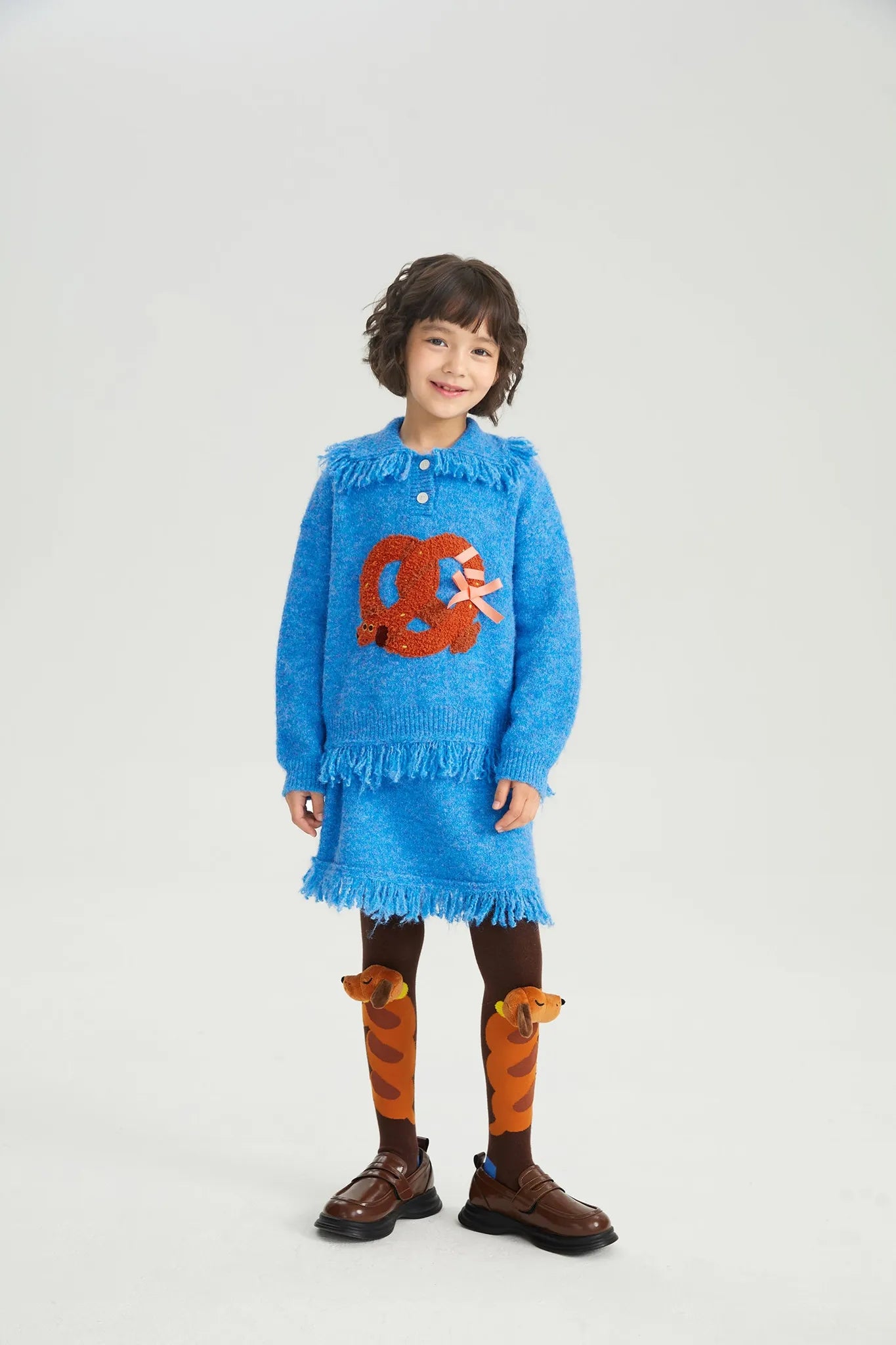 Poco Blush Twisted Bread Dog Alpaca-Feel Knit Skirt