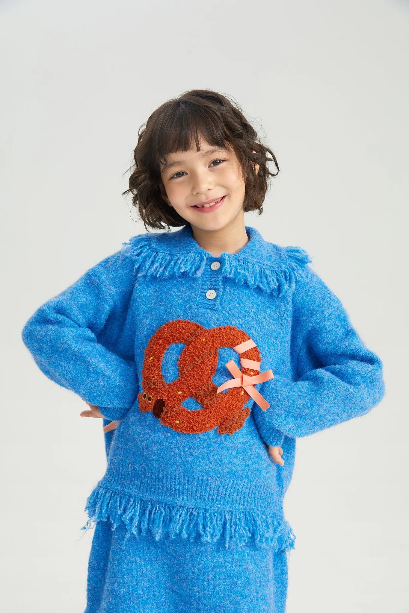 Poco Blush Twisted Bread Dog Alpaca-Feel Knit Sweater