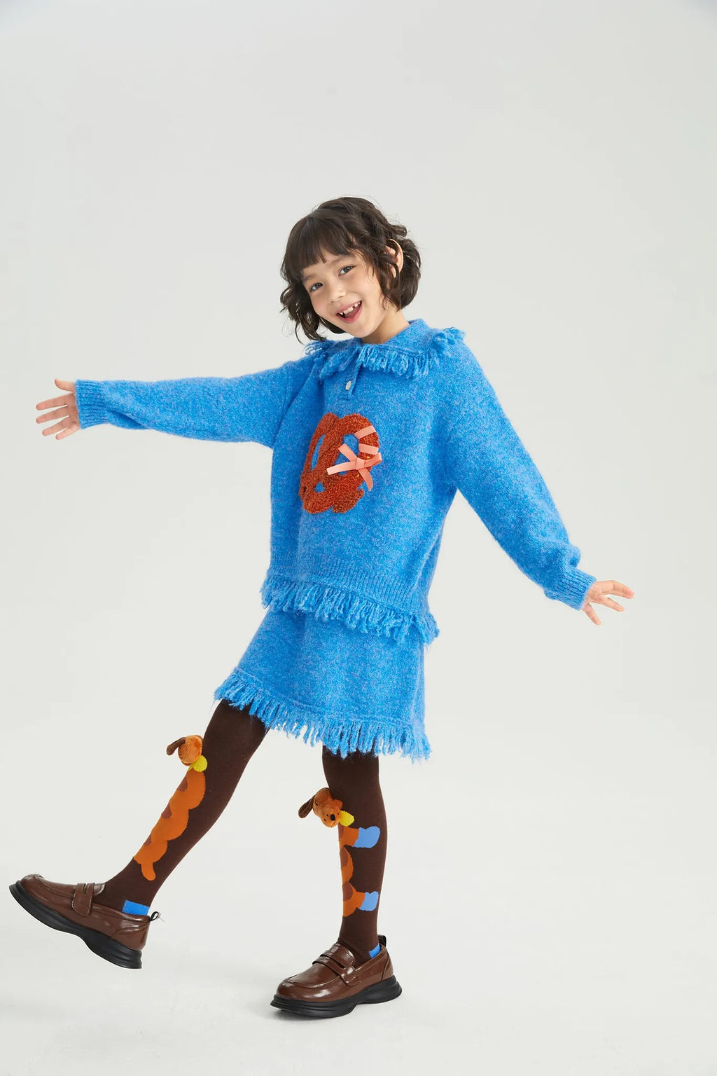 Poco Blush Twisted Bread Dog Alpaca-Feel Knit Sweater