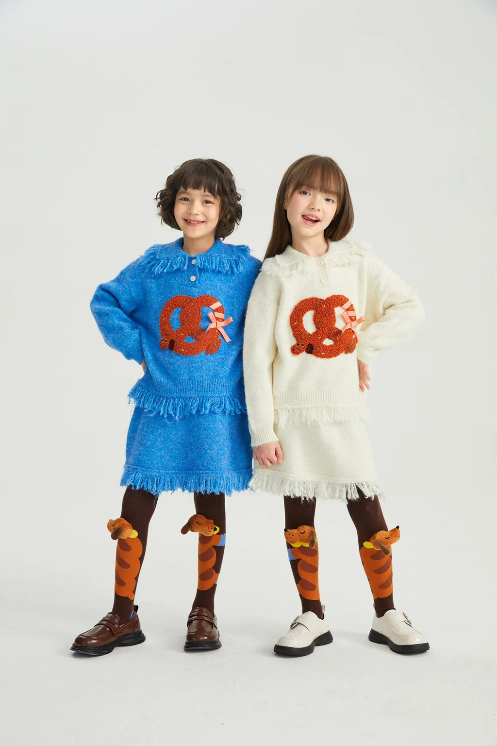 Poco Blush Twisted Bread Dog Alpaca-Feel Knit Sweater