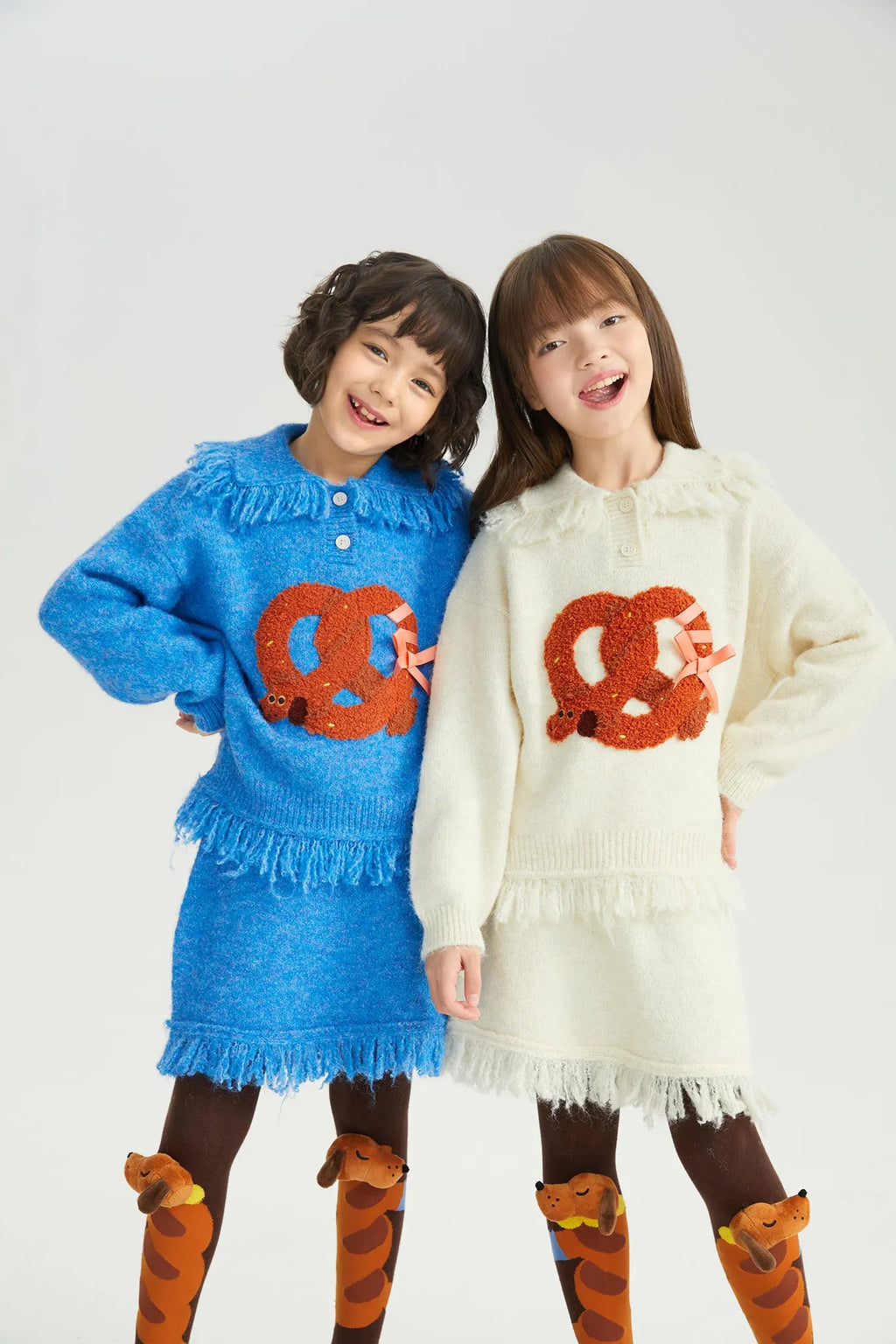 Poco Blush Twisted Bread Dog Alpaca-Feel Knit Skirt