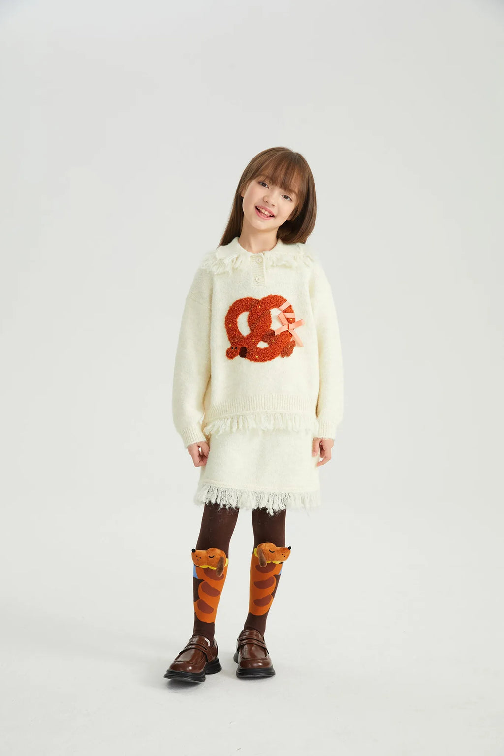 Poco Blush Twisted Bread Dog Alpaca-Feel Knit Skirt