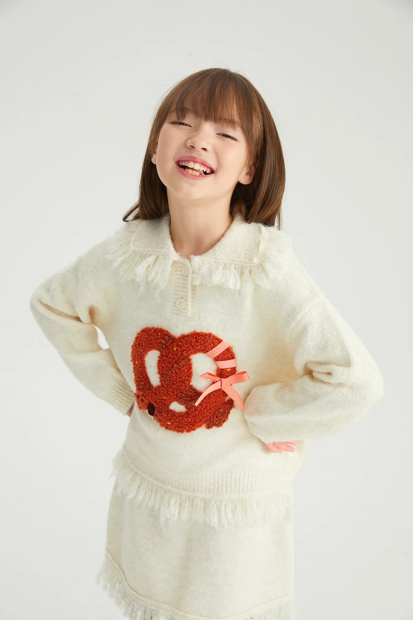 Poco Blush Twisted Bread Dog Alpaca-Feel Knit Sweater