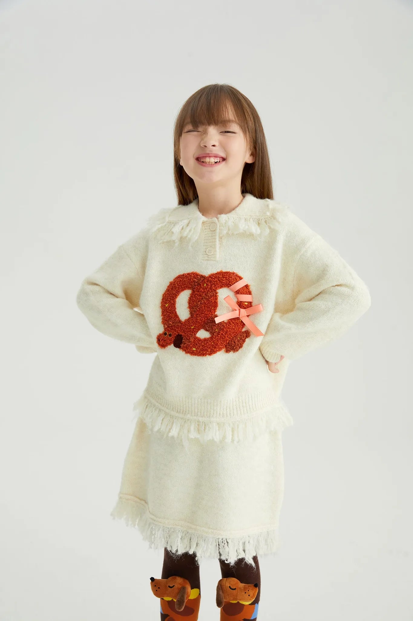Poco Blush Twisted Bread Dog Alpaca-Feel Knit Sweater