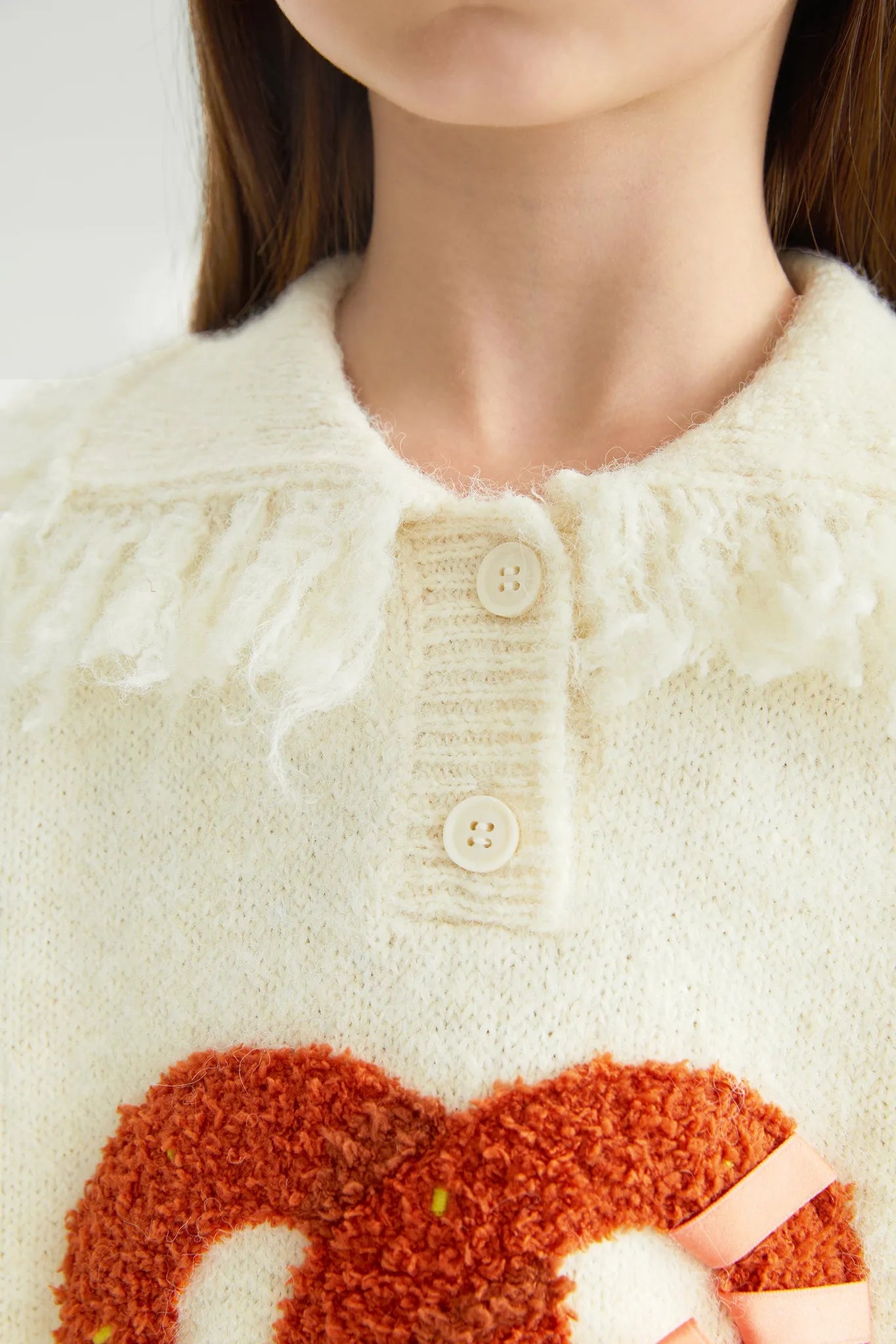 Poco Blush Twisted Bread Dog Alpaca-Feel Knit Sweater