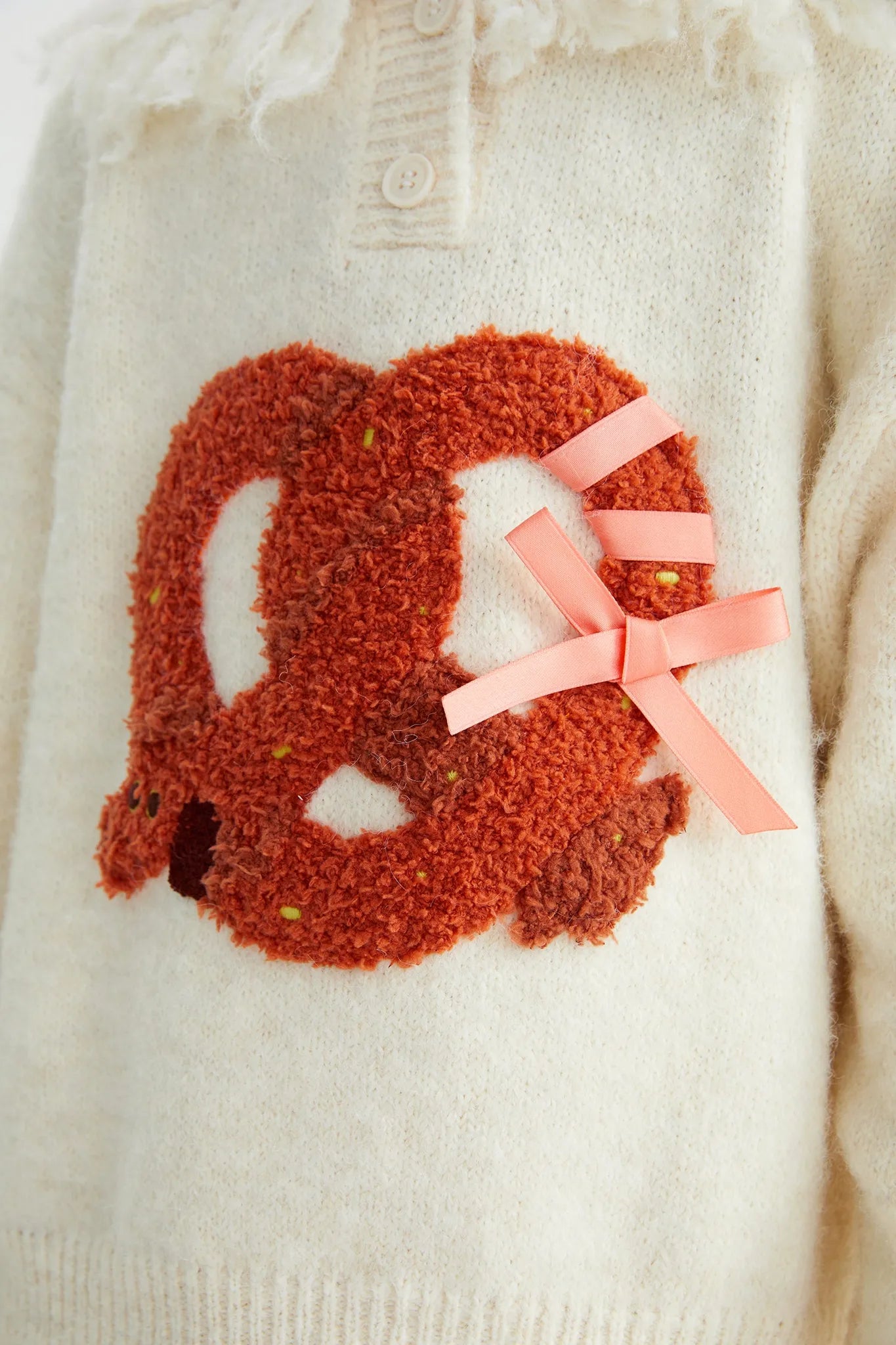 Poco Blush Twisted Bread Dog Alpaca-Feel Knit Sweater