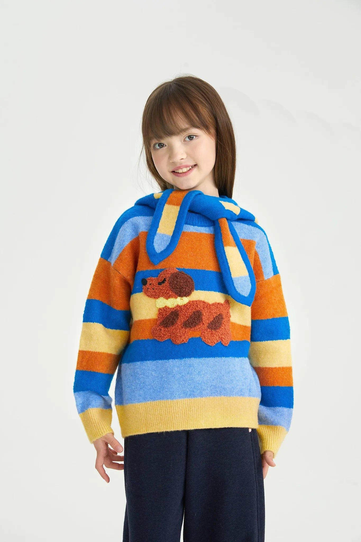 Poco Blush Baguette Dog Stripe Sweater Set with Hat