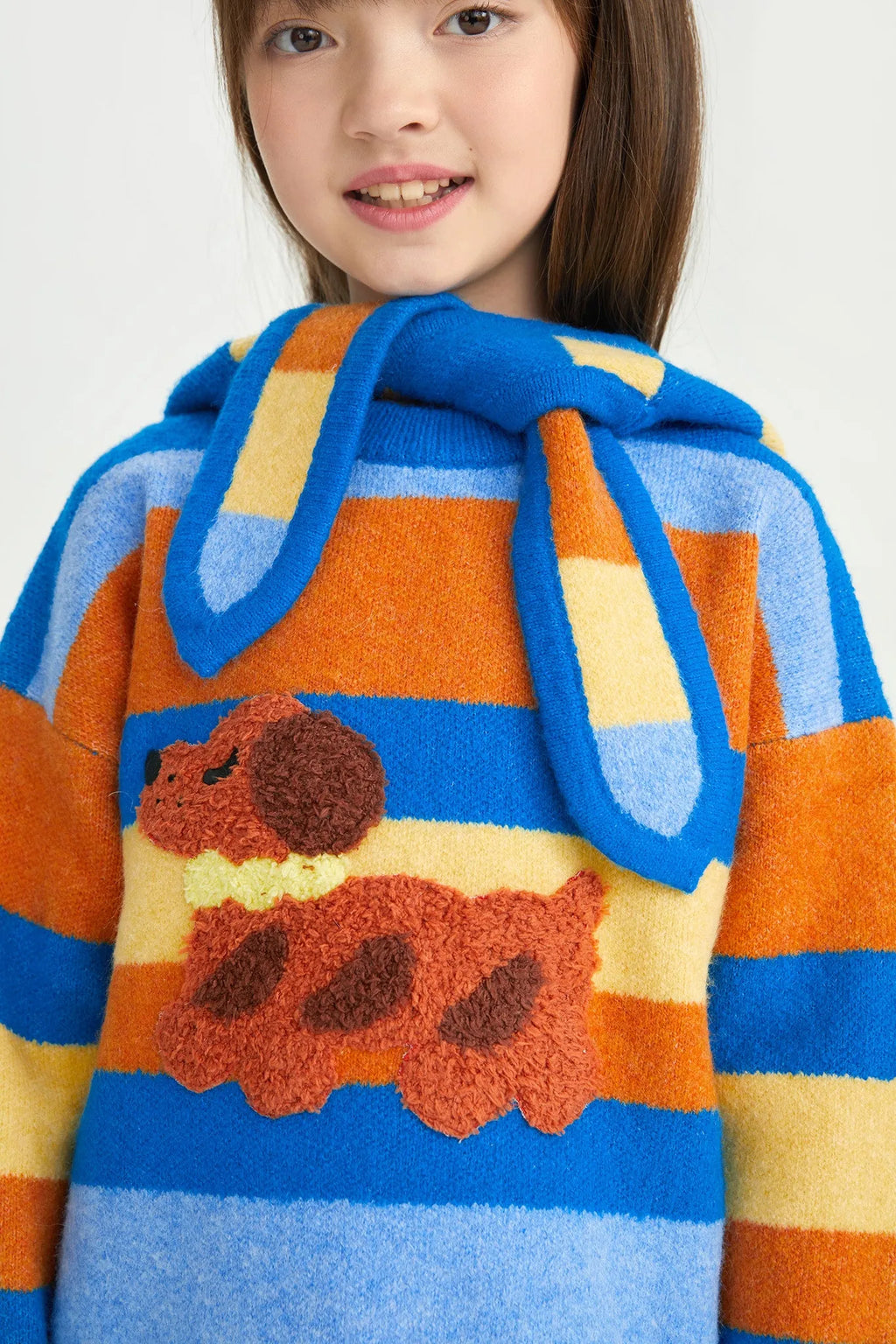 Poco Blush Baguette Dog Stripe Sweater Set with Hat