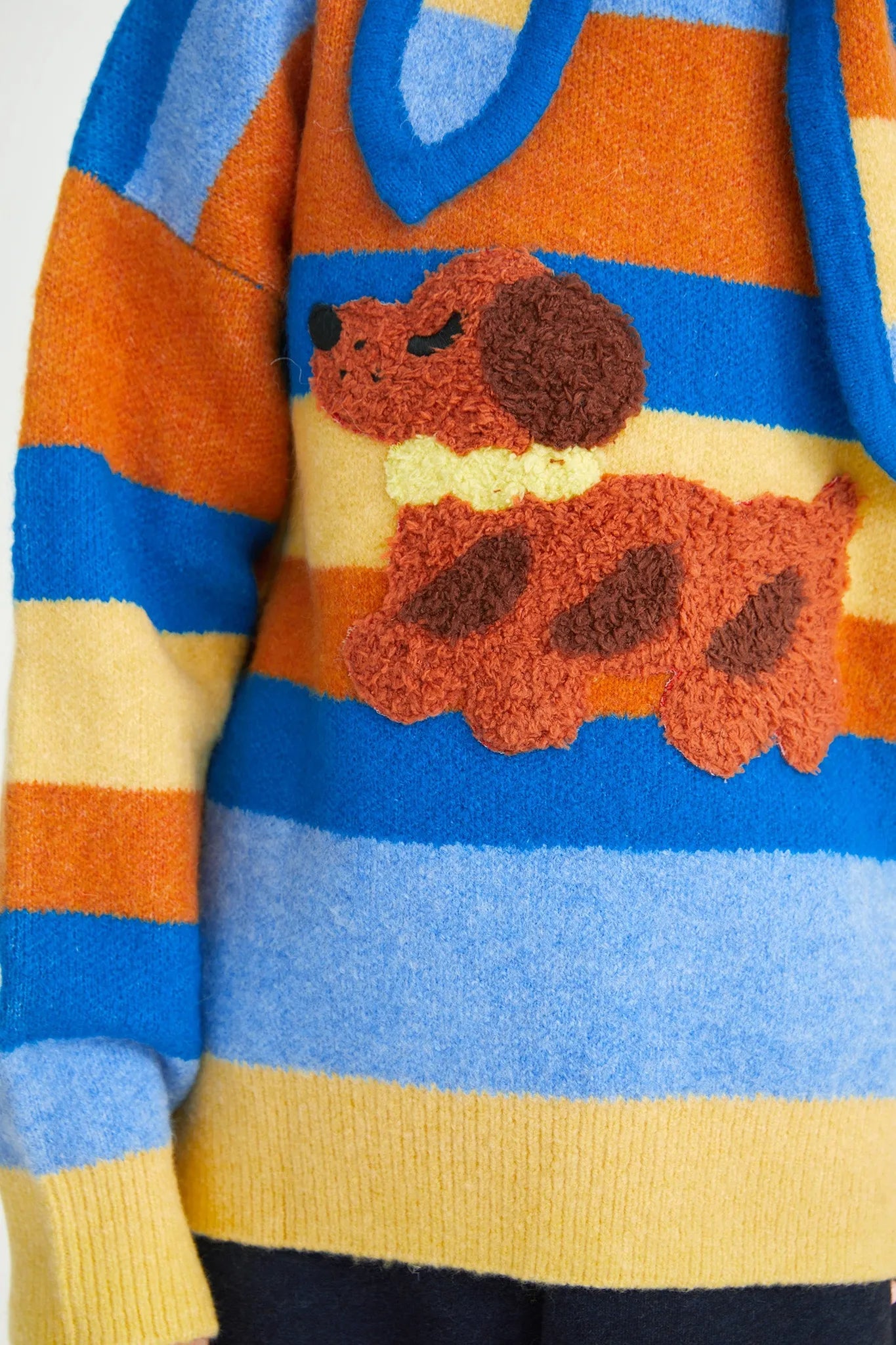 Poco Blush Baguette Dog Stripe Sweater Set with Hat