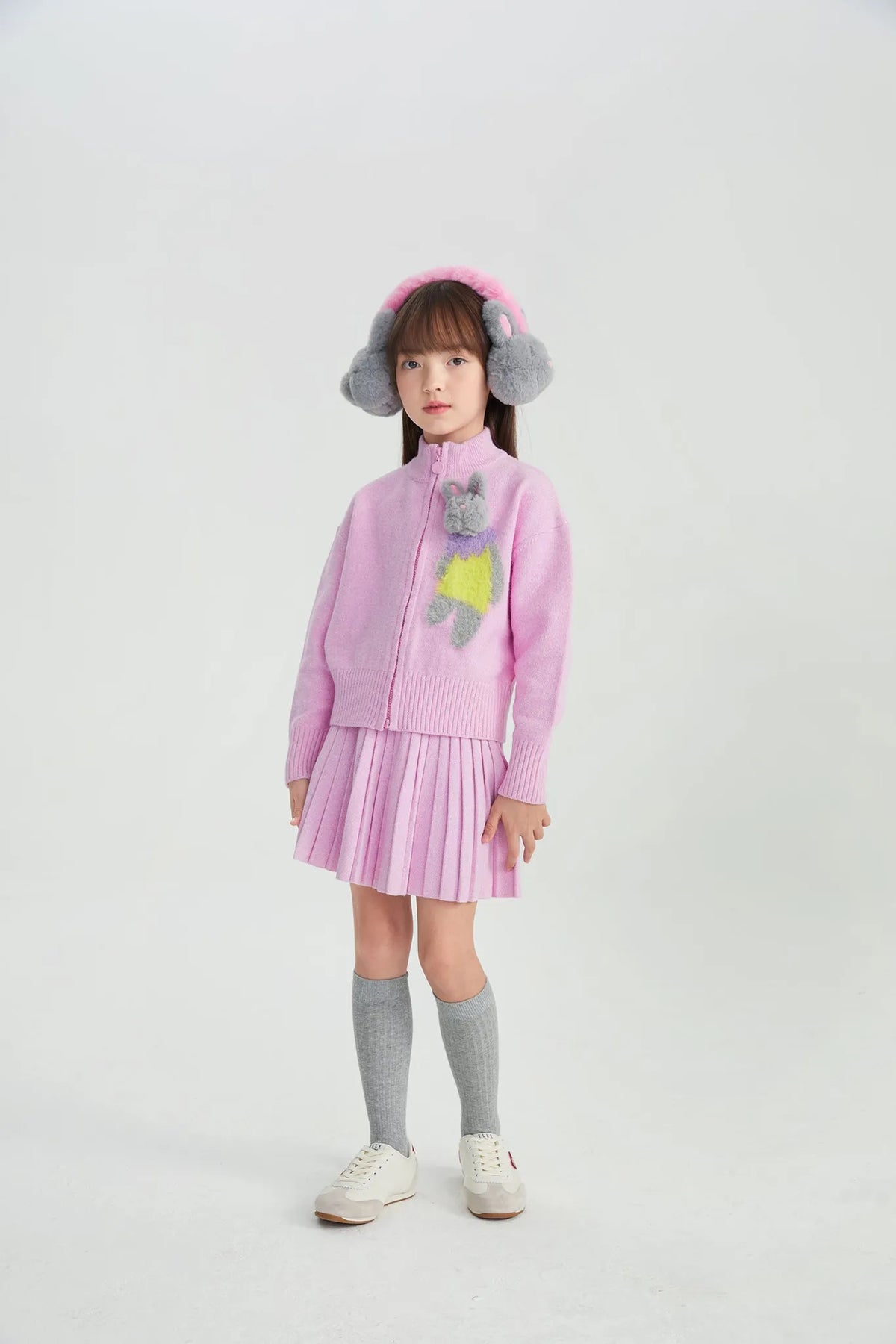 Snowman & Bunny Pleated Knit Skirt by Poco Blush, image 4