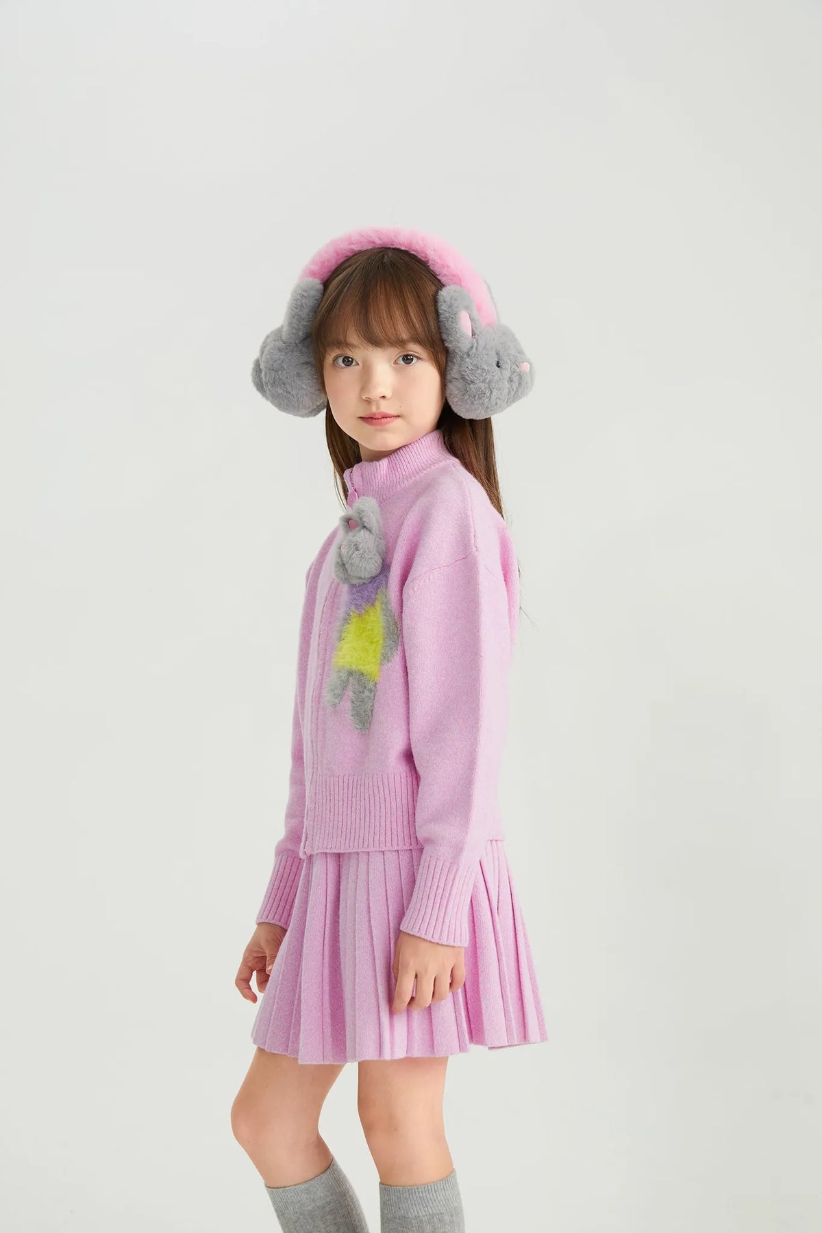 Snowman & Bunny Pleated Knit Skirt by Poco Blush, image 3