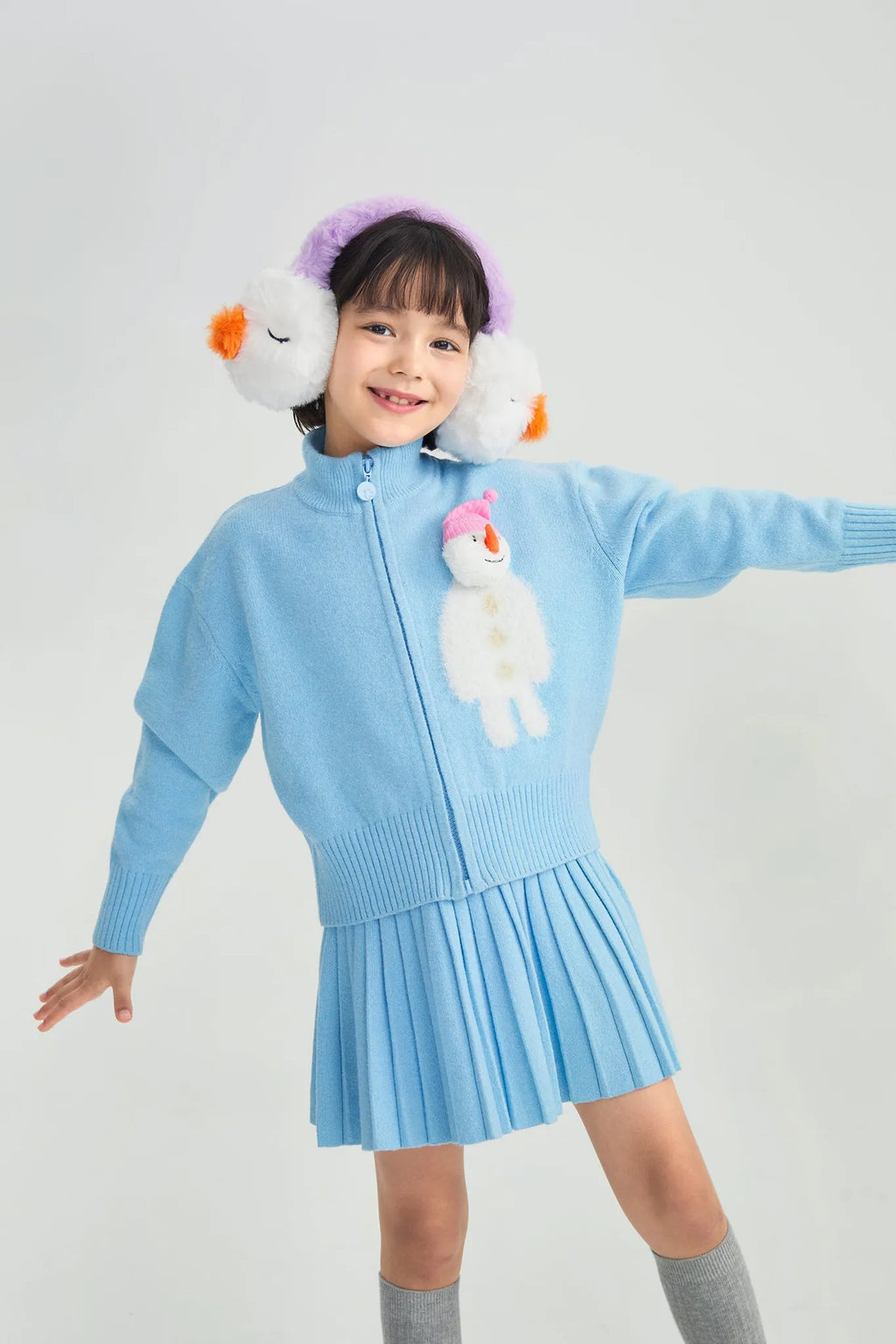 Poco Blush Snowman & Bunny Knit Jacket
