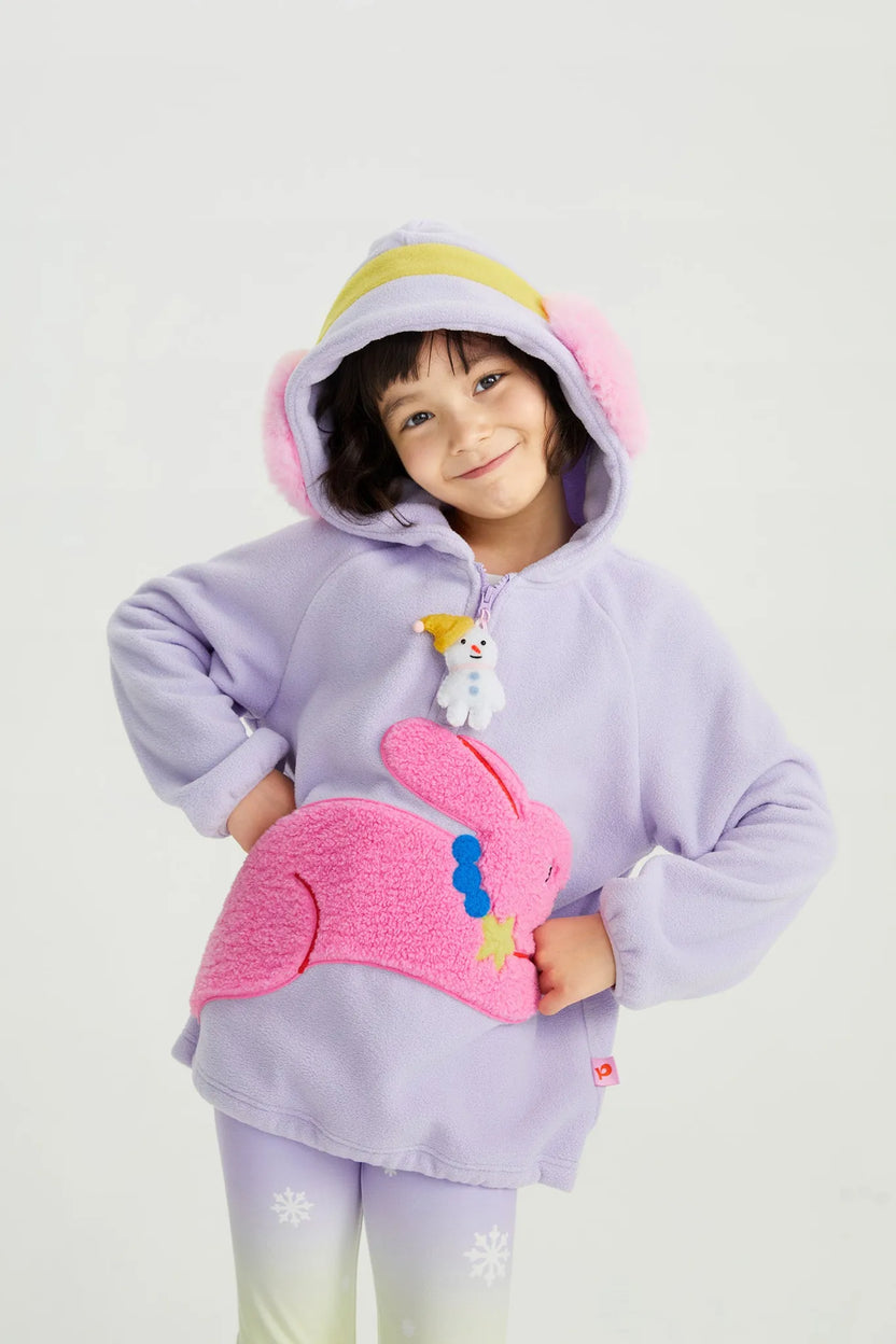Snowman Wobbler & Star Bunny Fleece Hoodie by Poco Blush, image 8