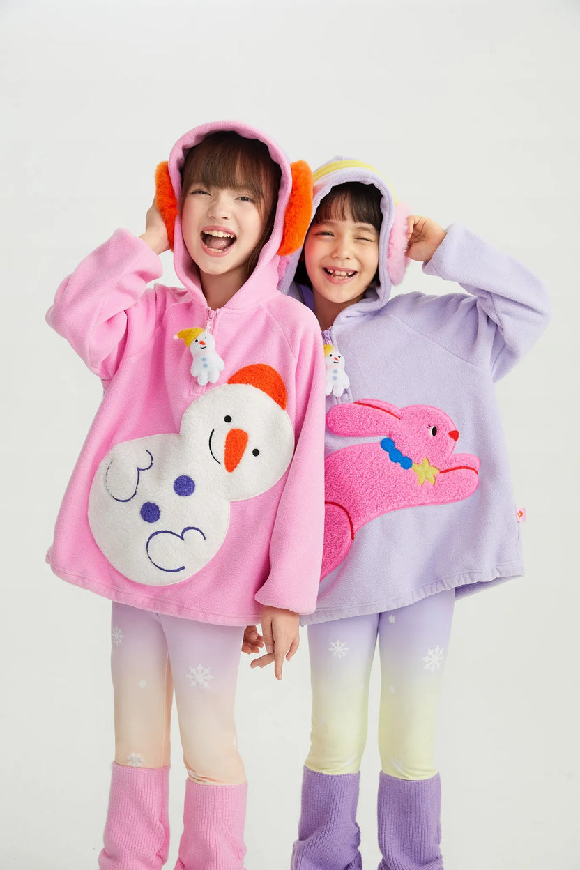Snowman Wobbler & Star Bunny Fleece Hoodie by Poco Blush, image 15