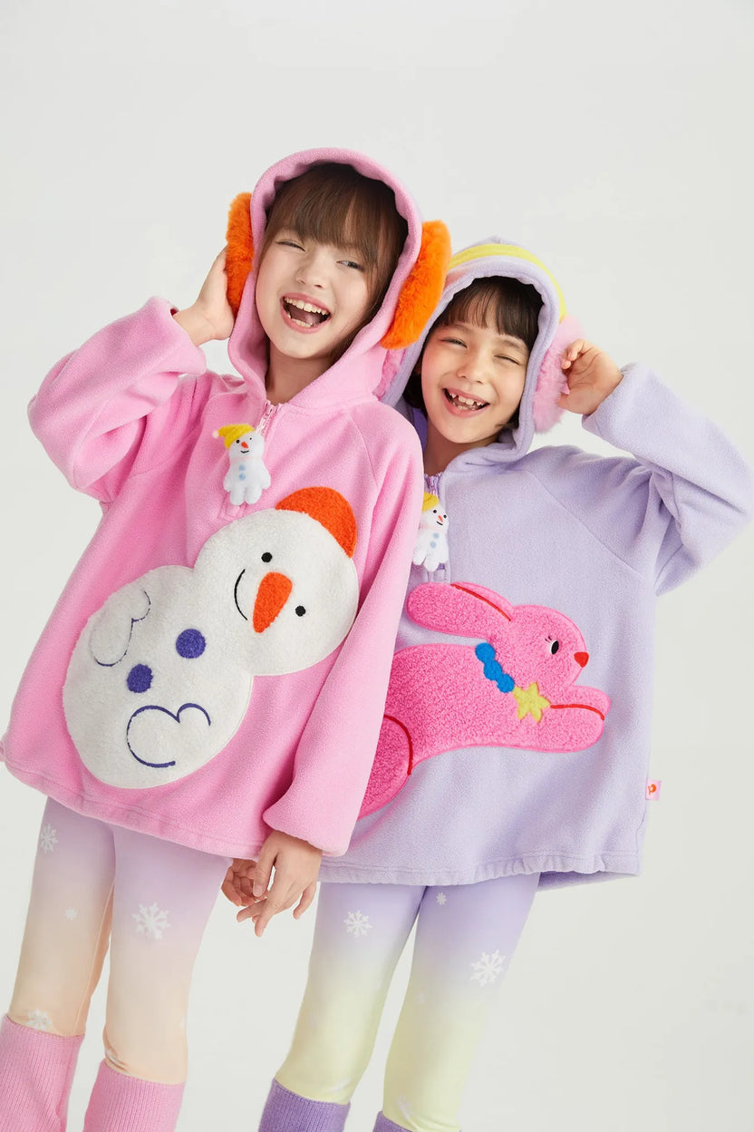 Snowman Wobbler & Star Bunny Fleece Hoodie by Poco Blush, image 13