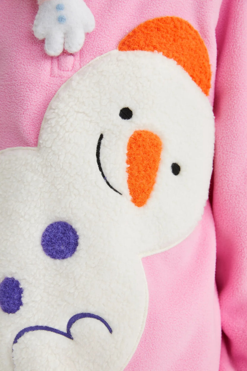 Snowman Wobbler & Star Bunny Fleece Hoodie by Poco Blush, image 7
