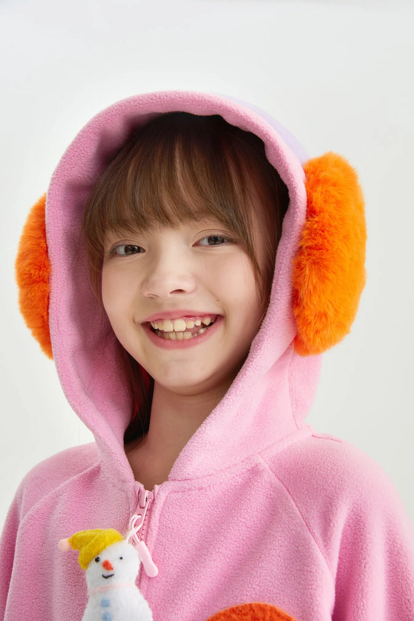 Snowman Wobbler & Star Bunny Fleece Hoodie by Poco Blush, image 5