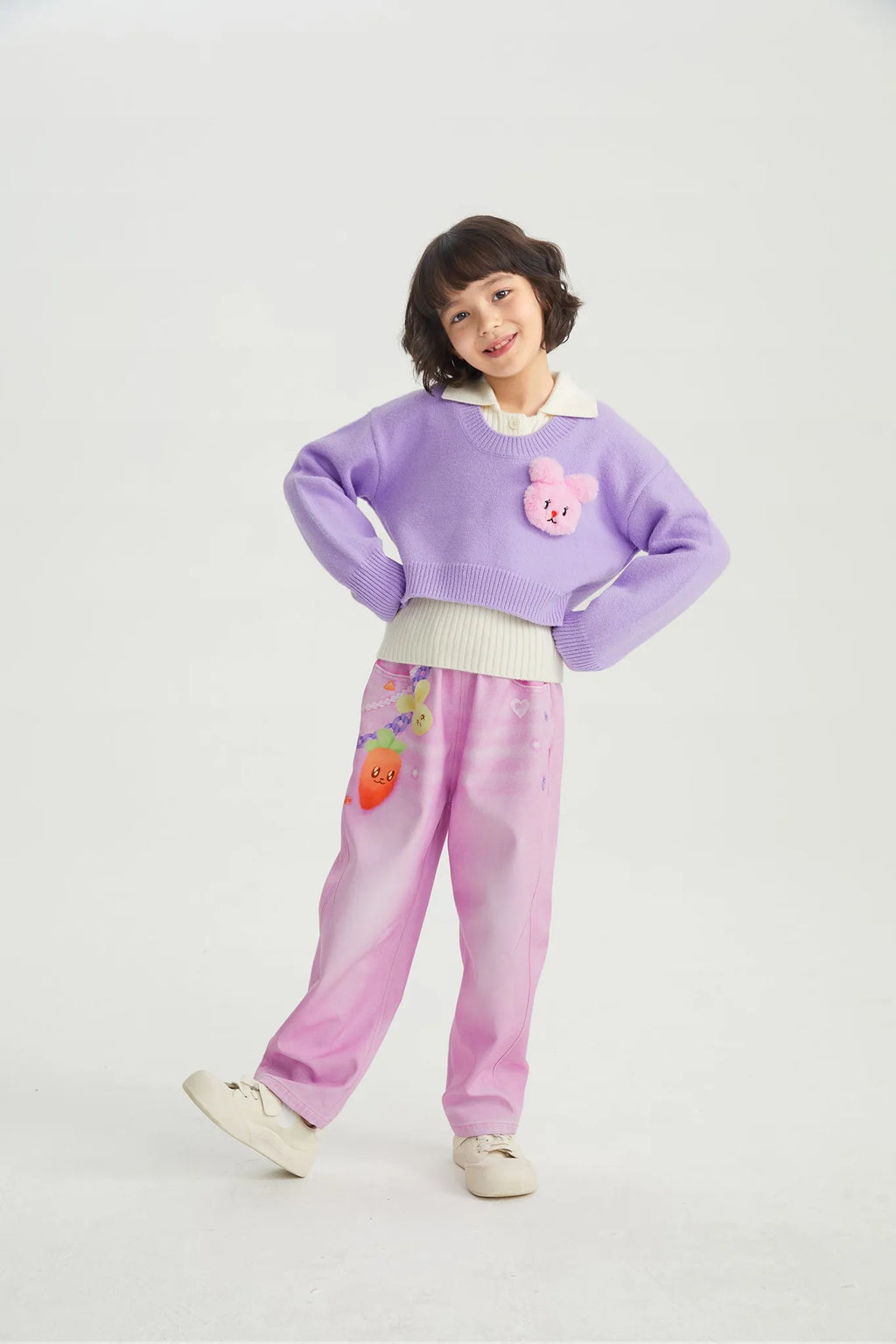 Poco Blush Starry Snowman & Bunny 2-in-1 Knit Sweater Set