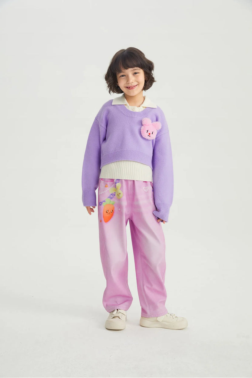 Snowman & Bunny Softshell Ski Pants – Painted Denim by Poco Blush, image 8