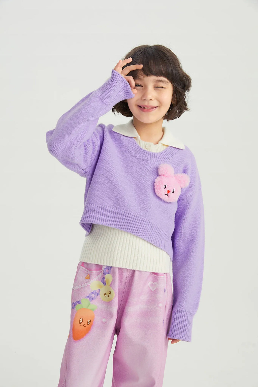 Poco Blush Starry Snowman & Bunny 2-in-1 Knit Sweater Set