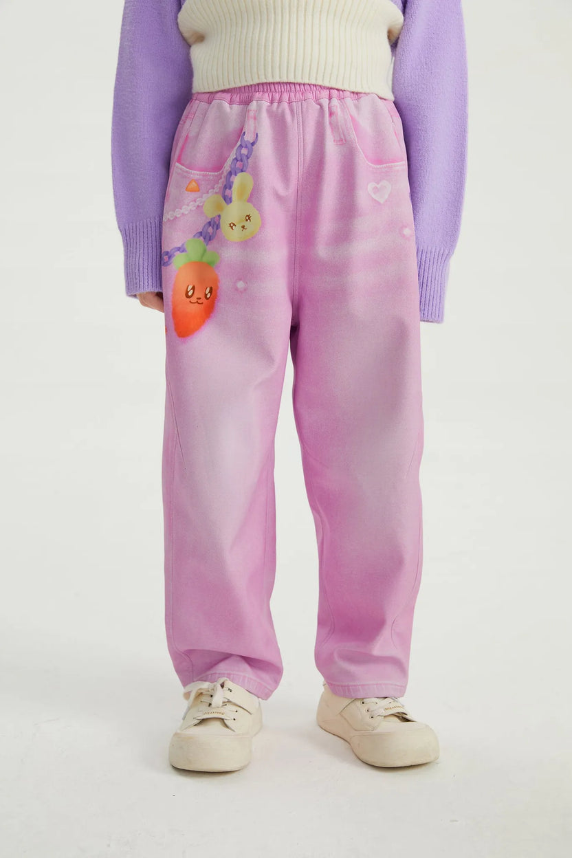 Snowman & Bunny Softshell Ski Pants – Painted Denim by Poco Blush, image 6