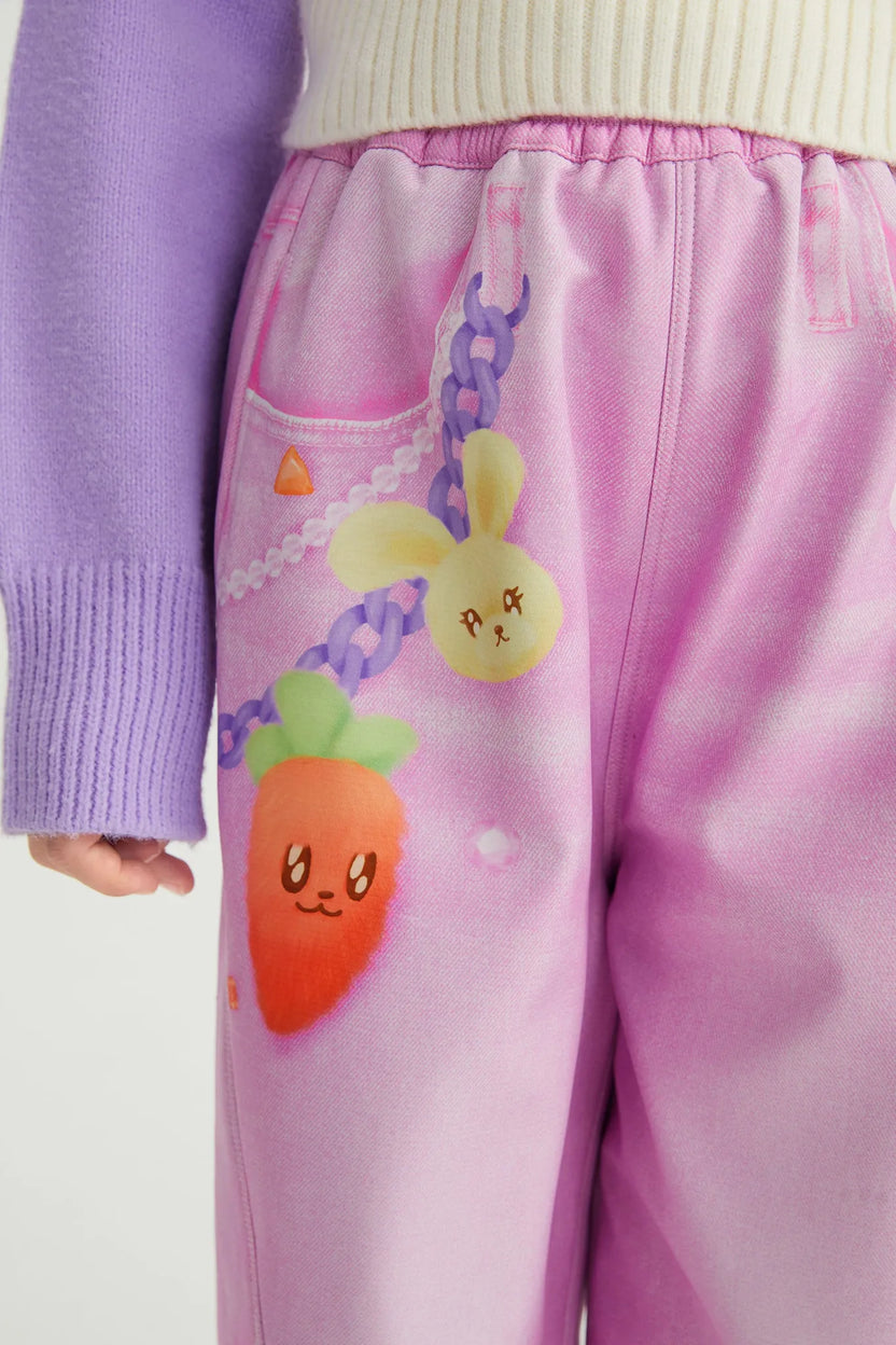 Snowman & Bunny Softshell Ski Pants – Painted Denim by Poco Blush, image 10