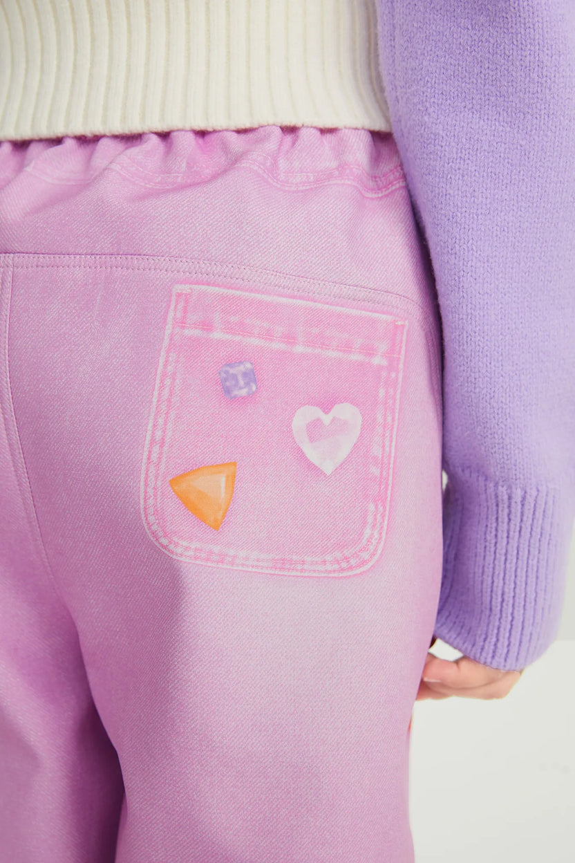 Snowman & Bunny Softshell Ski Pants – Painted Denim by Poco Blush, image 12