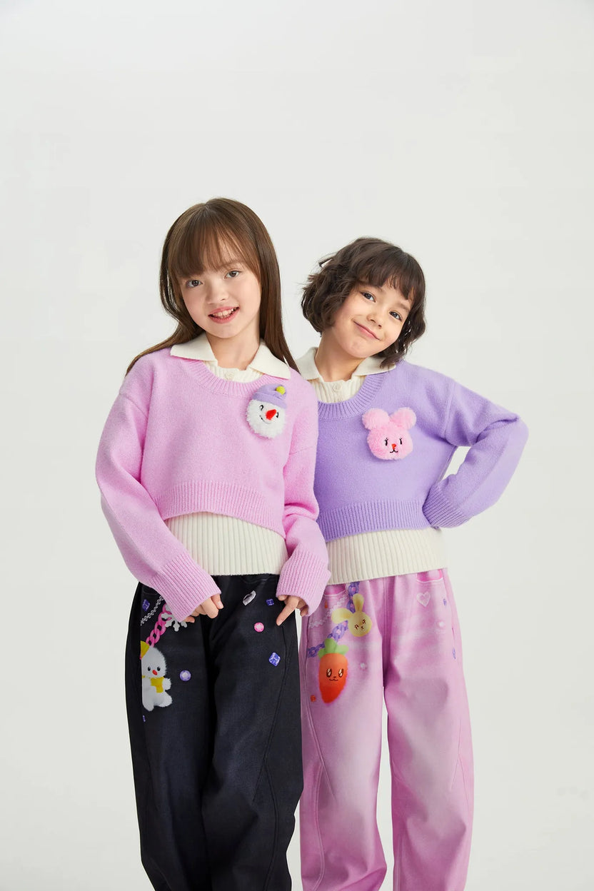 Starry Snowman & Bunny 2-in-1 Knit Sweater Set by Poco Blush, image 10