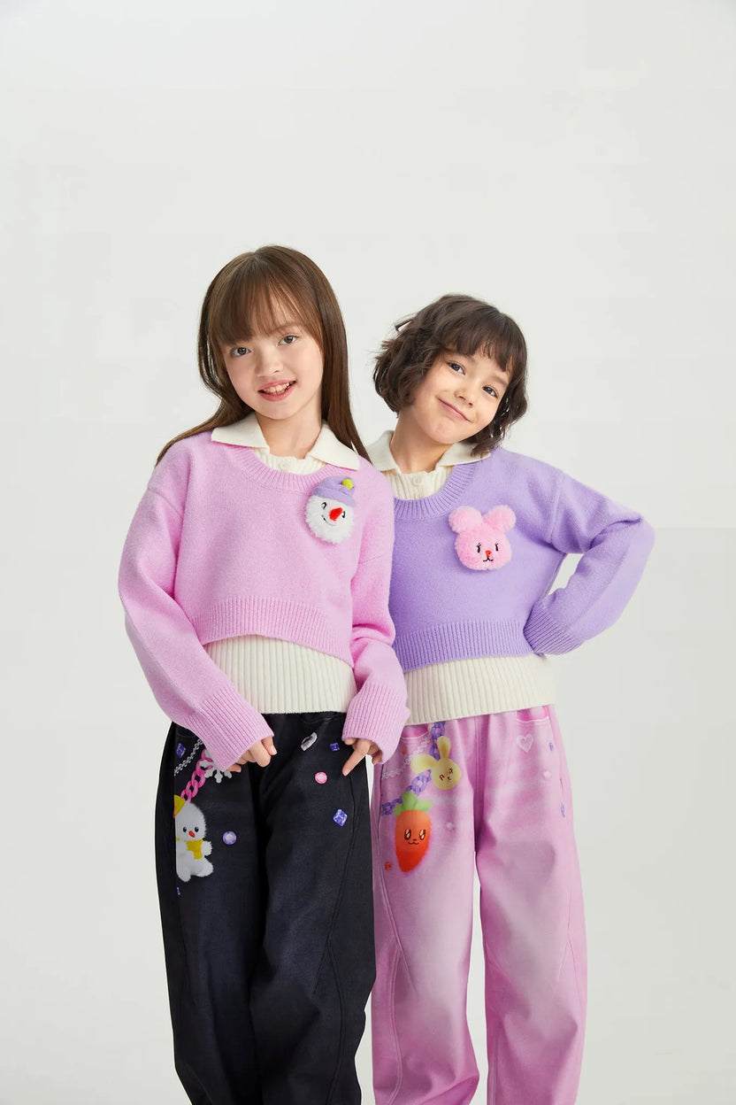 Snowman & Bunny Softshell Ski Pants – Painted Denim by Poco Blush, image 5