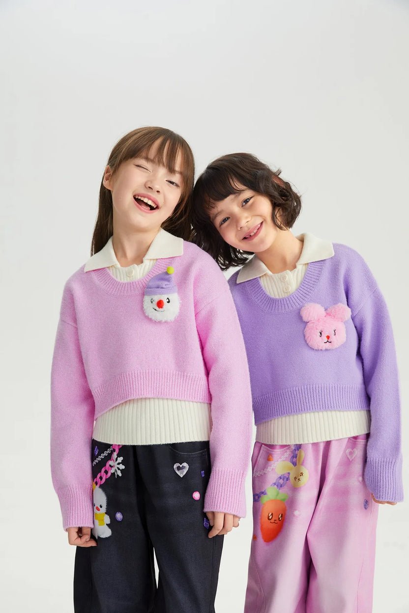 Starry Snowman & Bunny 2-in-1 Knit Sweater Set by Poco Blush, image 11