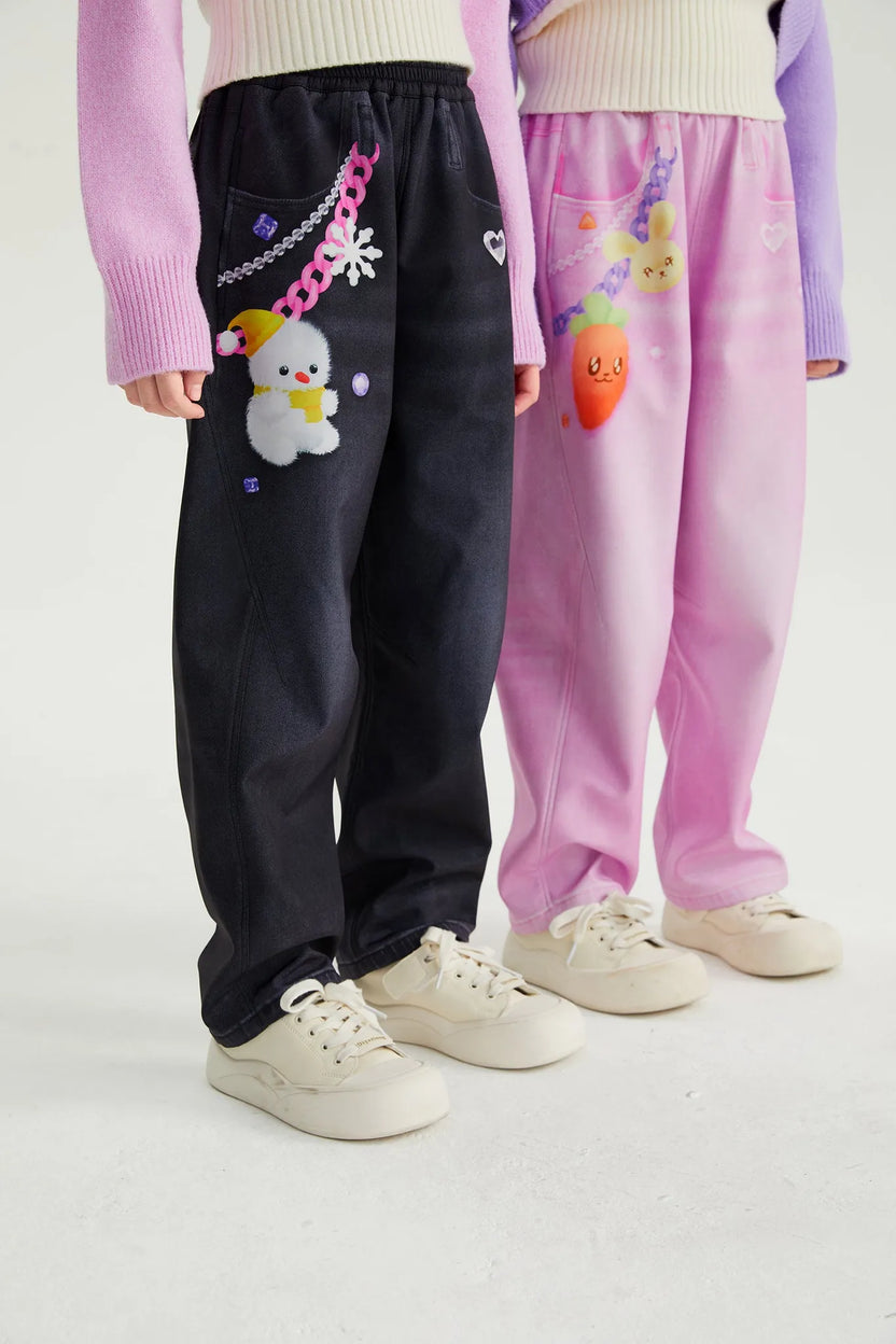 Snowman & Bunny Softshell Ski Pants – Painted Denim by Poco Blush, image 15
