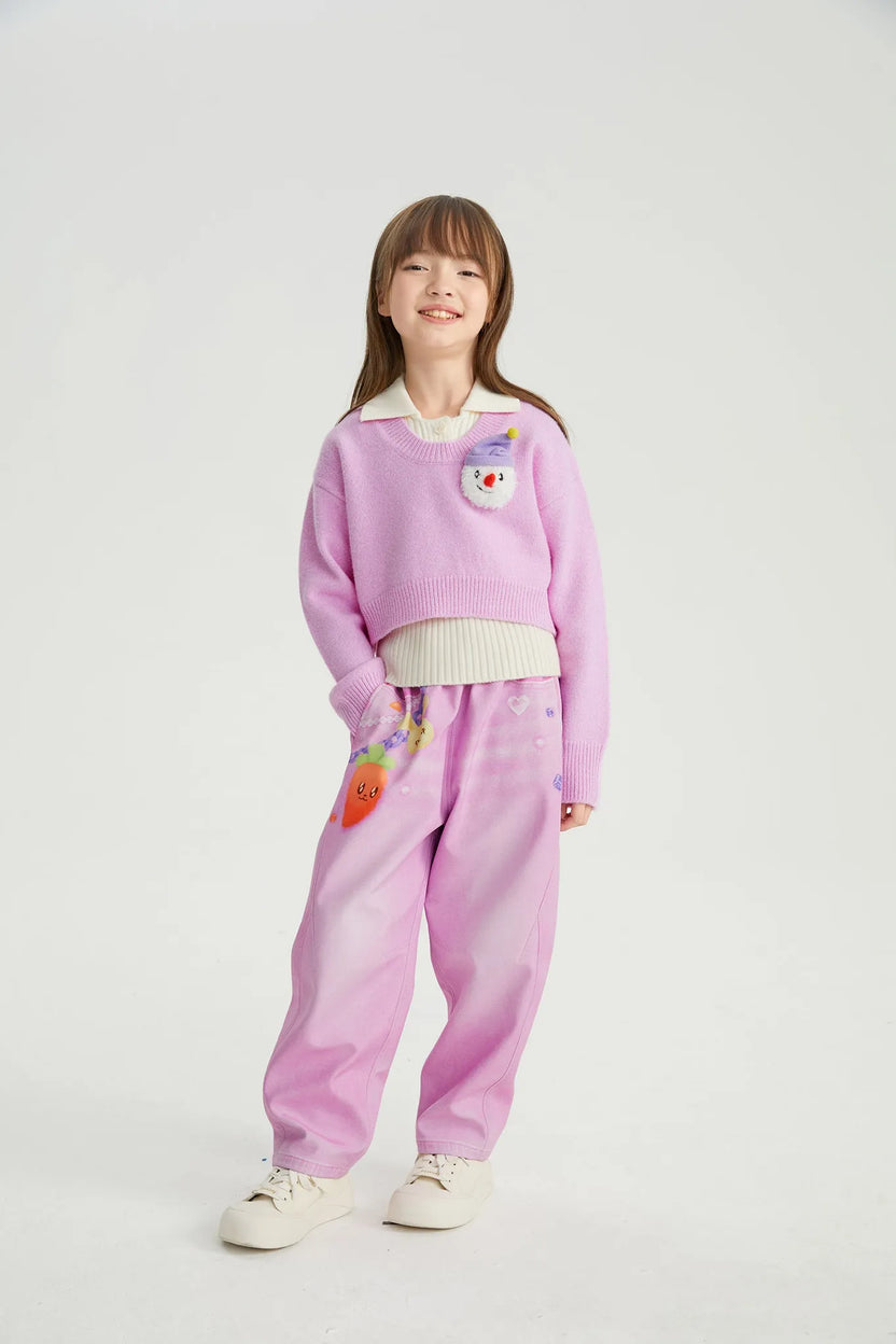 Starry Snowman & Bunny 2-in-1 Knit Sweater Set by Poco Blush, image 4